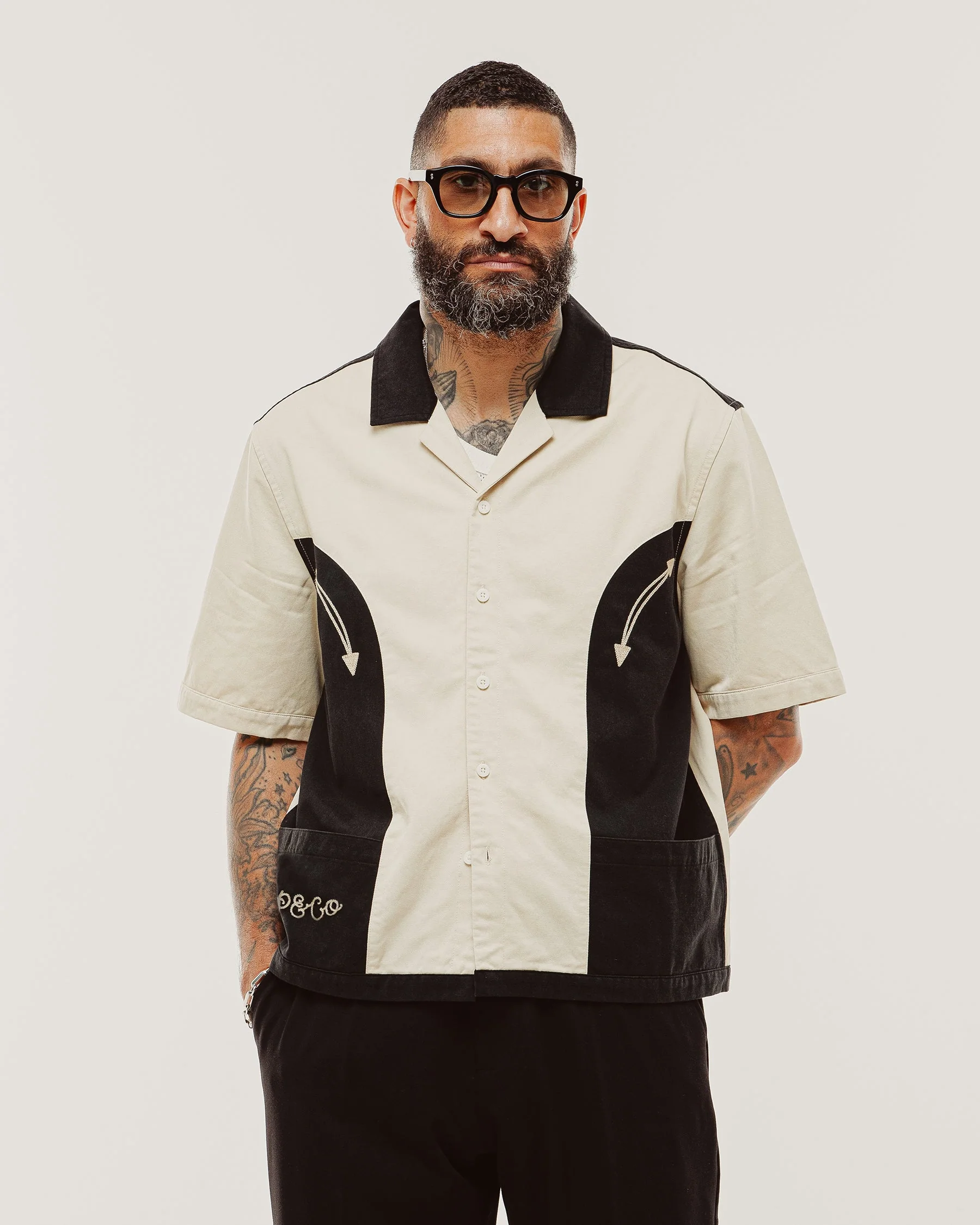Eddie Bowling Shirt - Ecru & Black - Image 7
