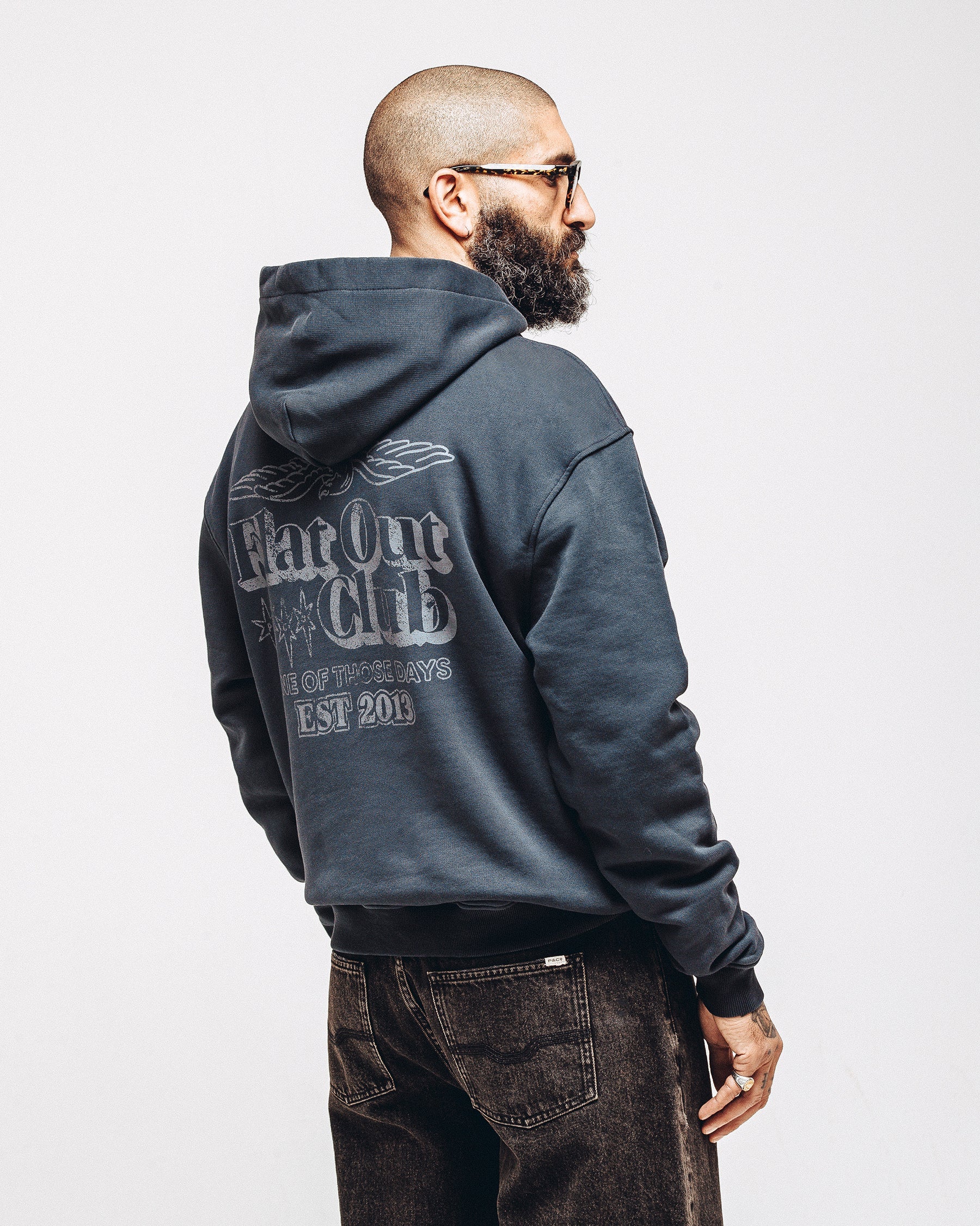 Flat Out Club Hoodie - Washed Black - Image 3