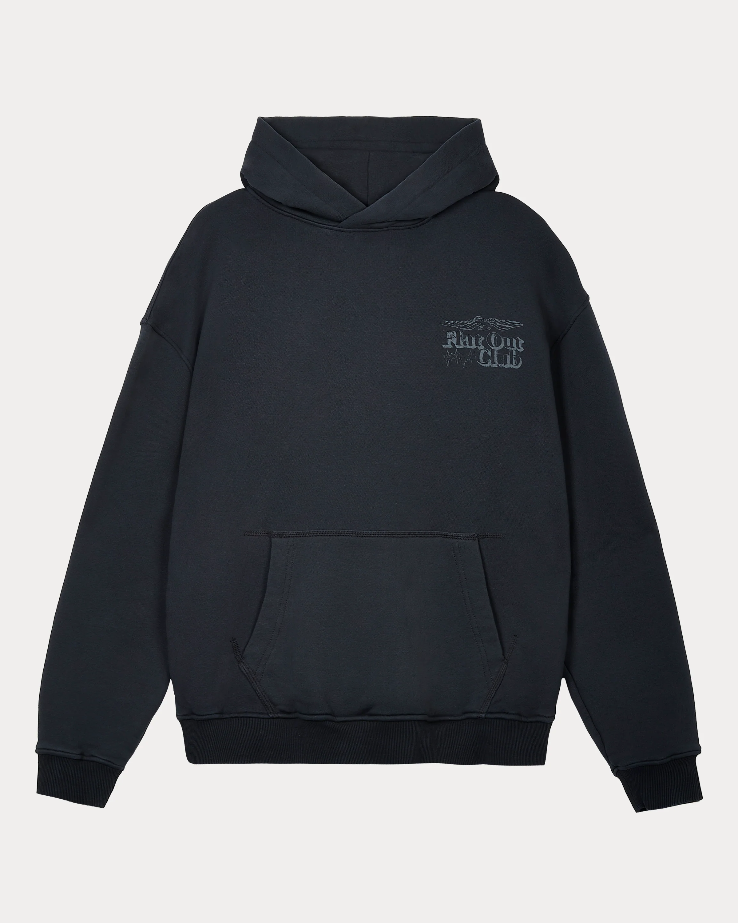 Flat Out Club Hoodie - Washed Black - Image 4