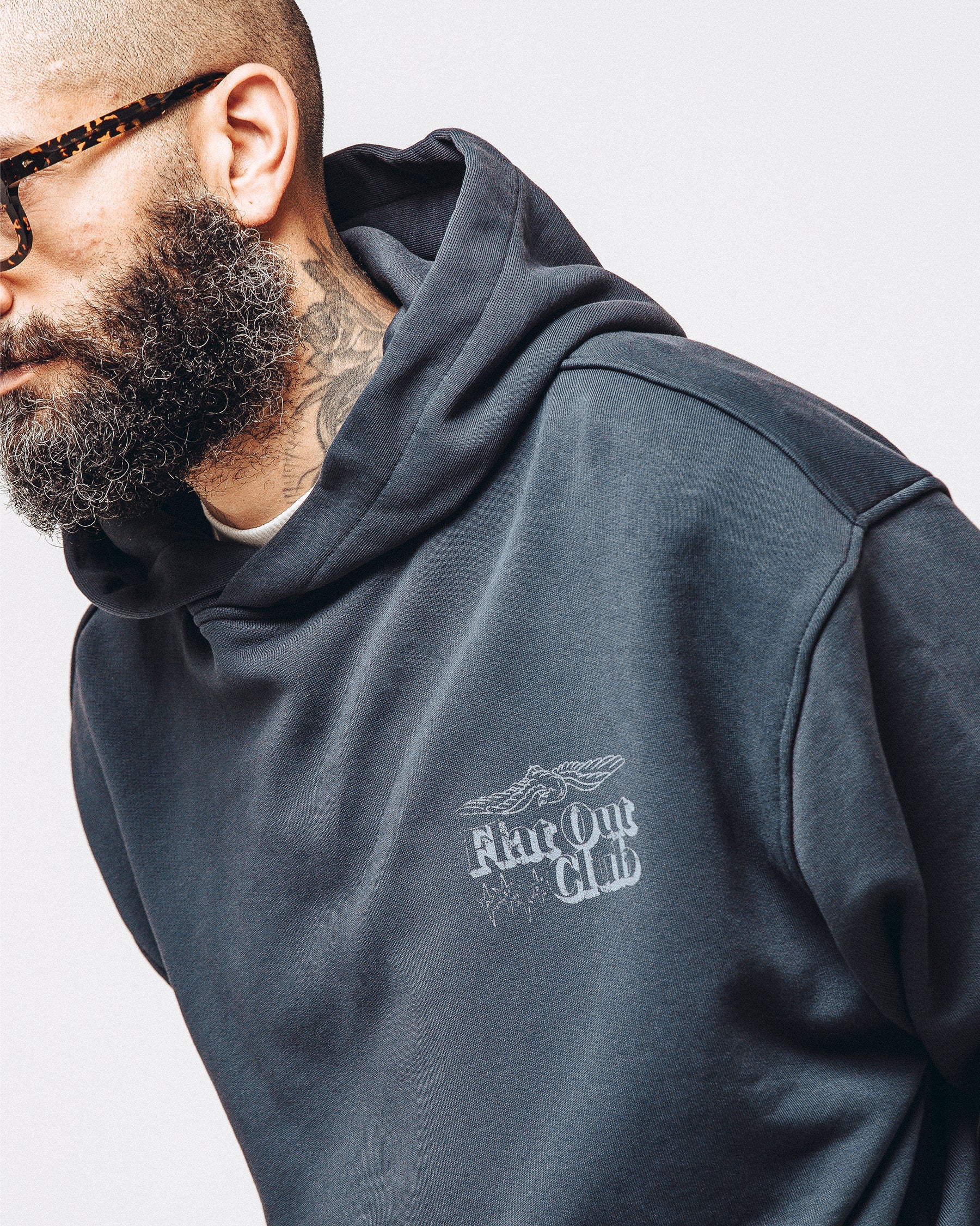 Flat Out Club Hoodie - Washed Black - Image 5