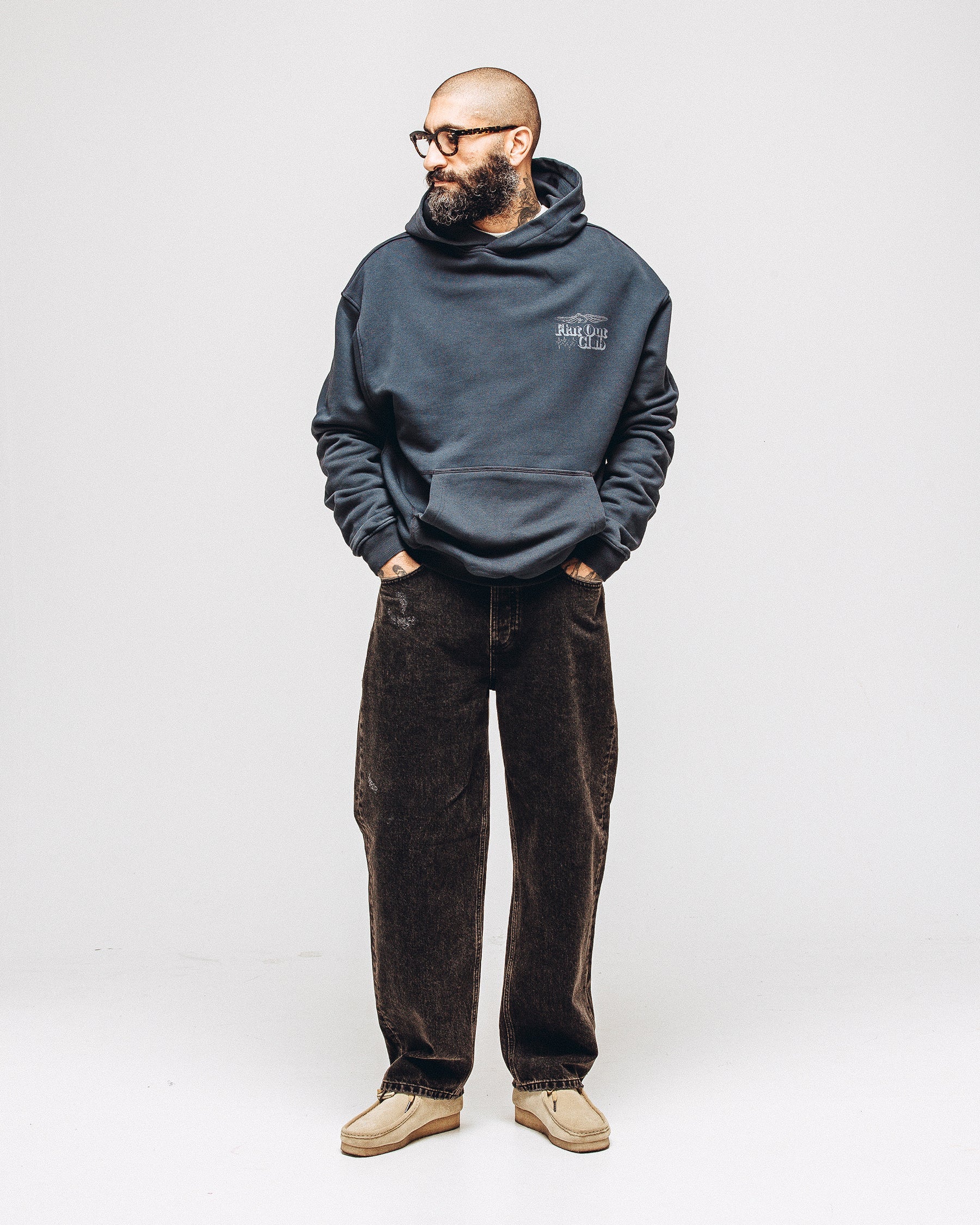Flat Out Club Hoodie - Washed Black - Image 7