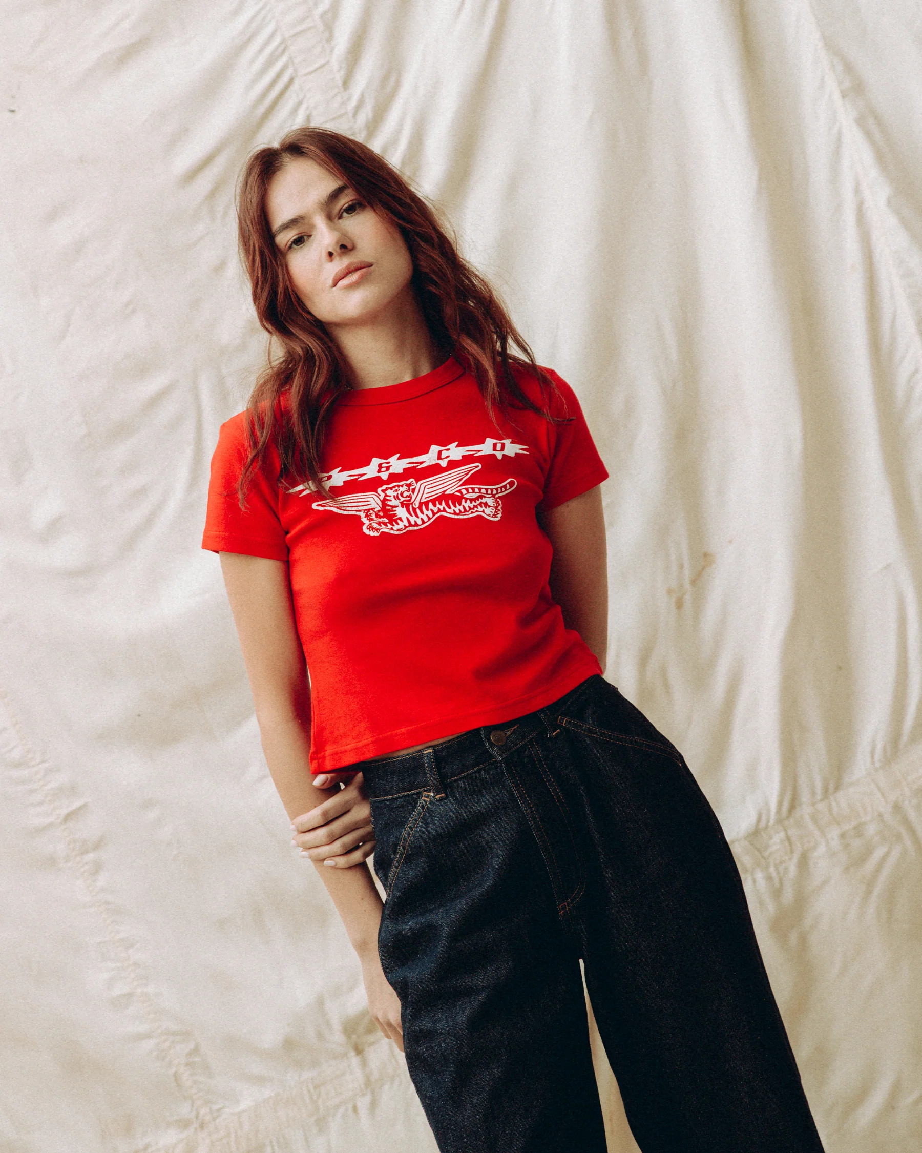 Flying Tigris Baby T-Shirt - Washed Red - Image 3