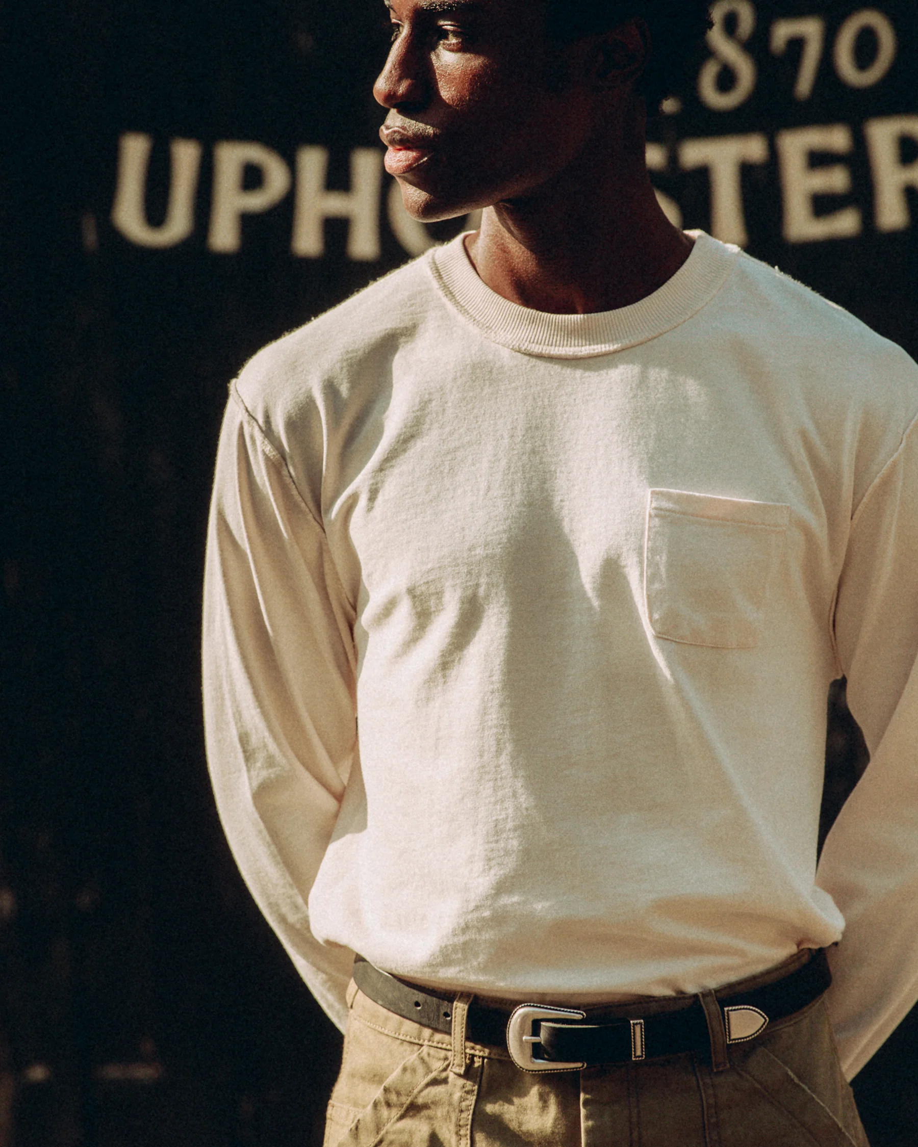Founders Boxy Longsleeve T-Shirt - Off White - Image 8