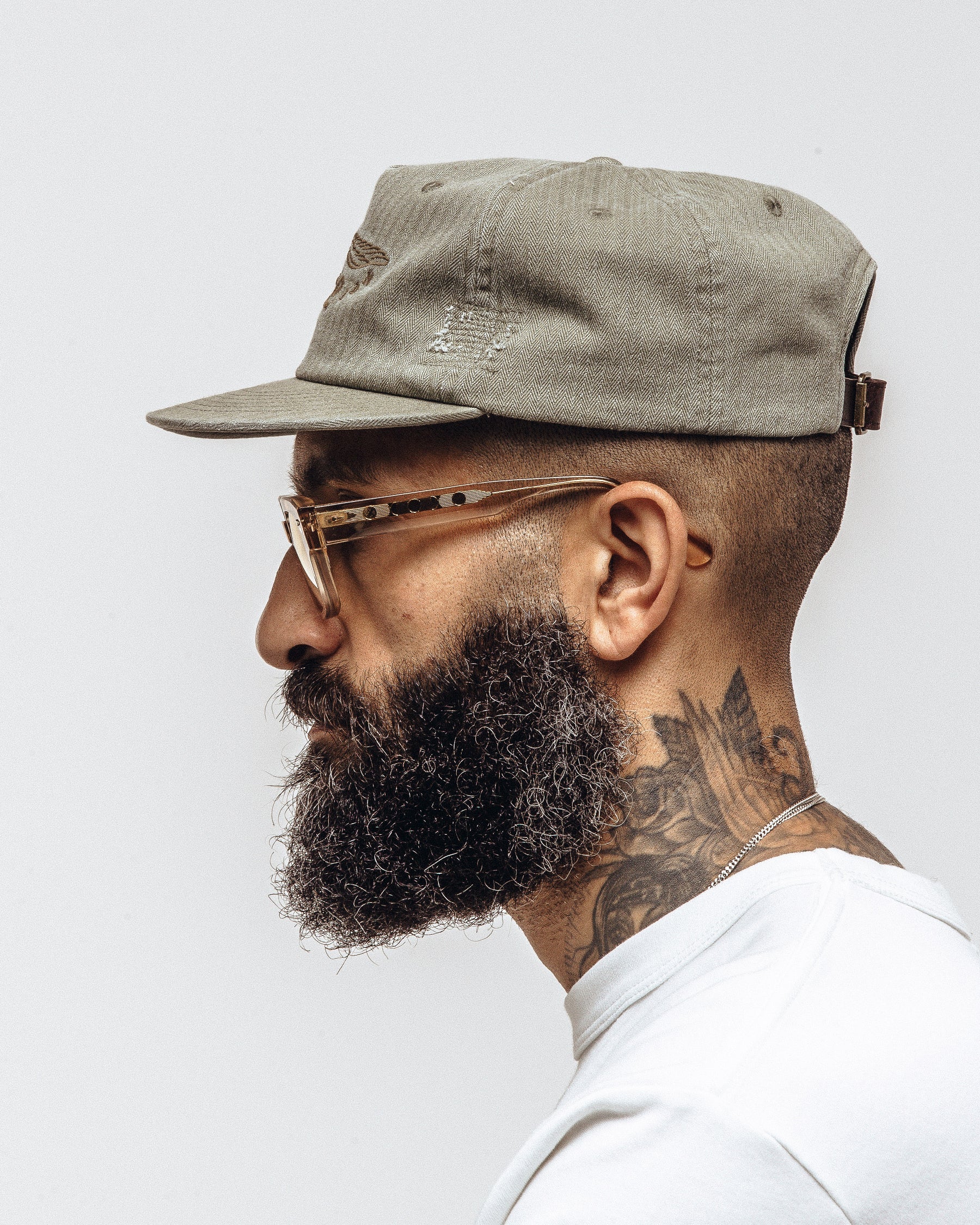 Founders Herringbone Cotton 5 Panel Cap - Military Green - Image 3