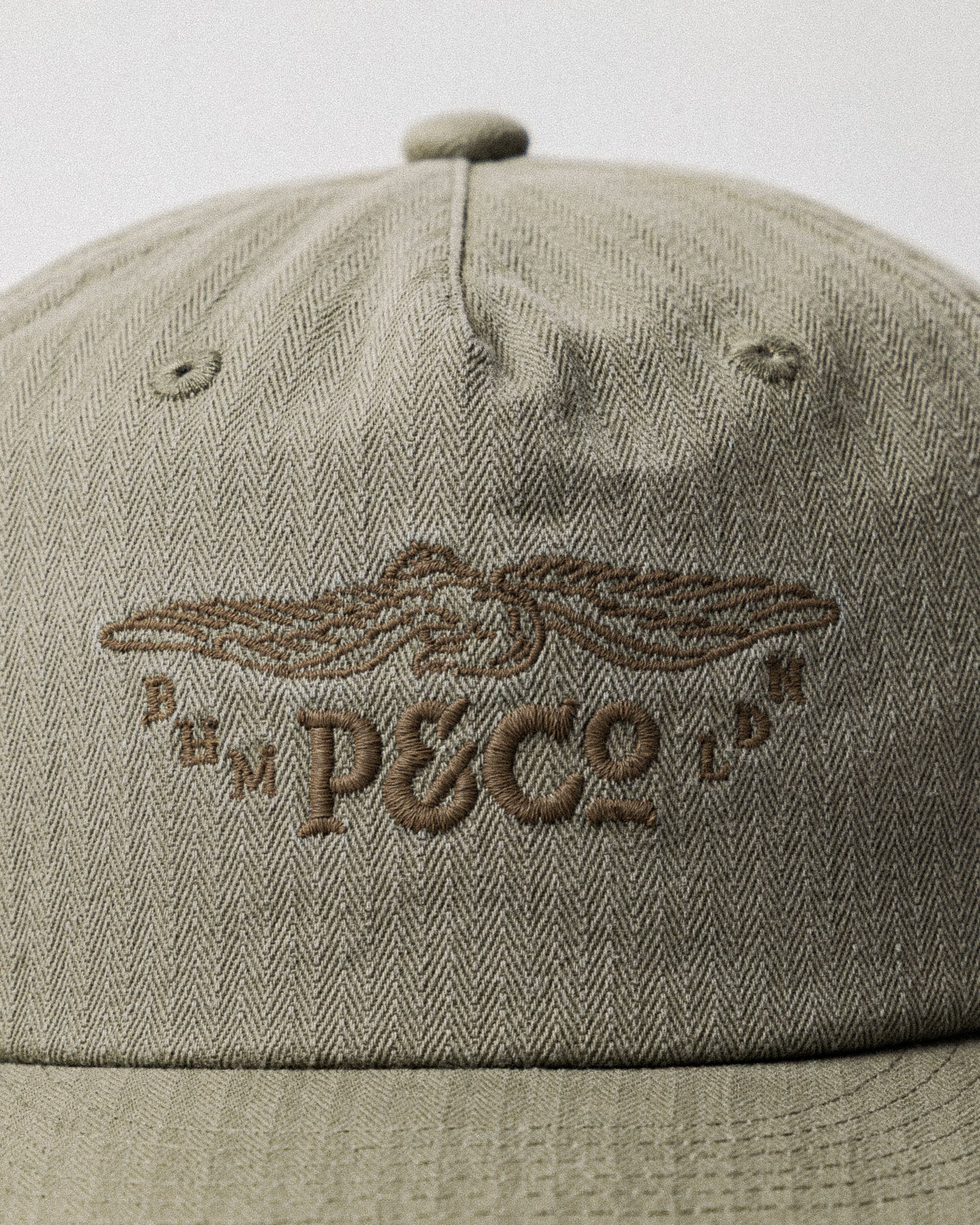 Founders Herringbone Cotton 5 Panel Cap - Military Green - Image 4