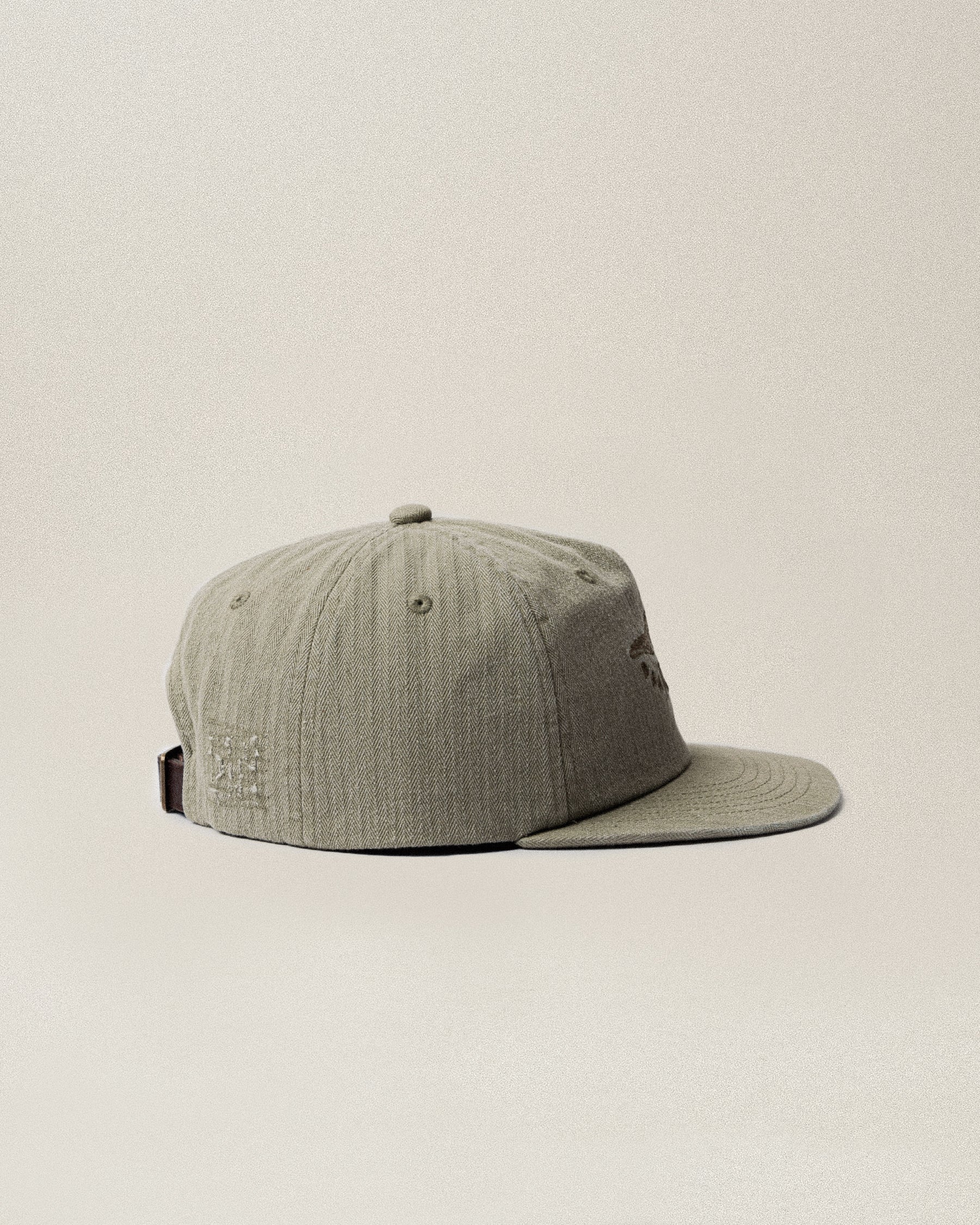Founders Herringbone Cotton 5 Panel Cap - Military Green - Image 6