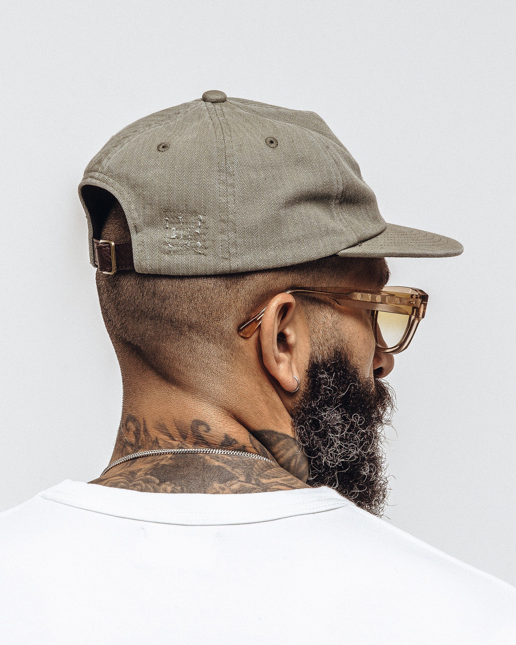 Founders Herringbone Cotton 5 Panel Cap - Military Green - Image 7