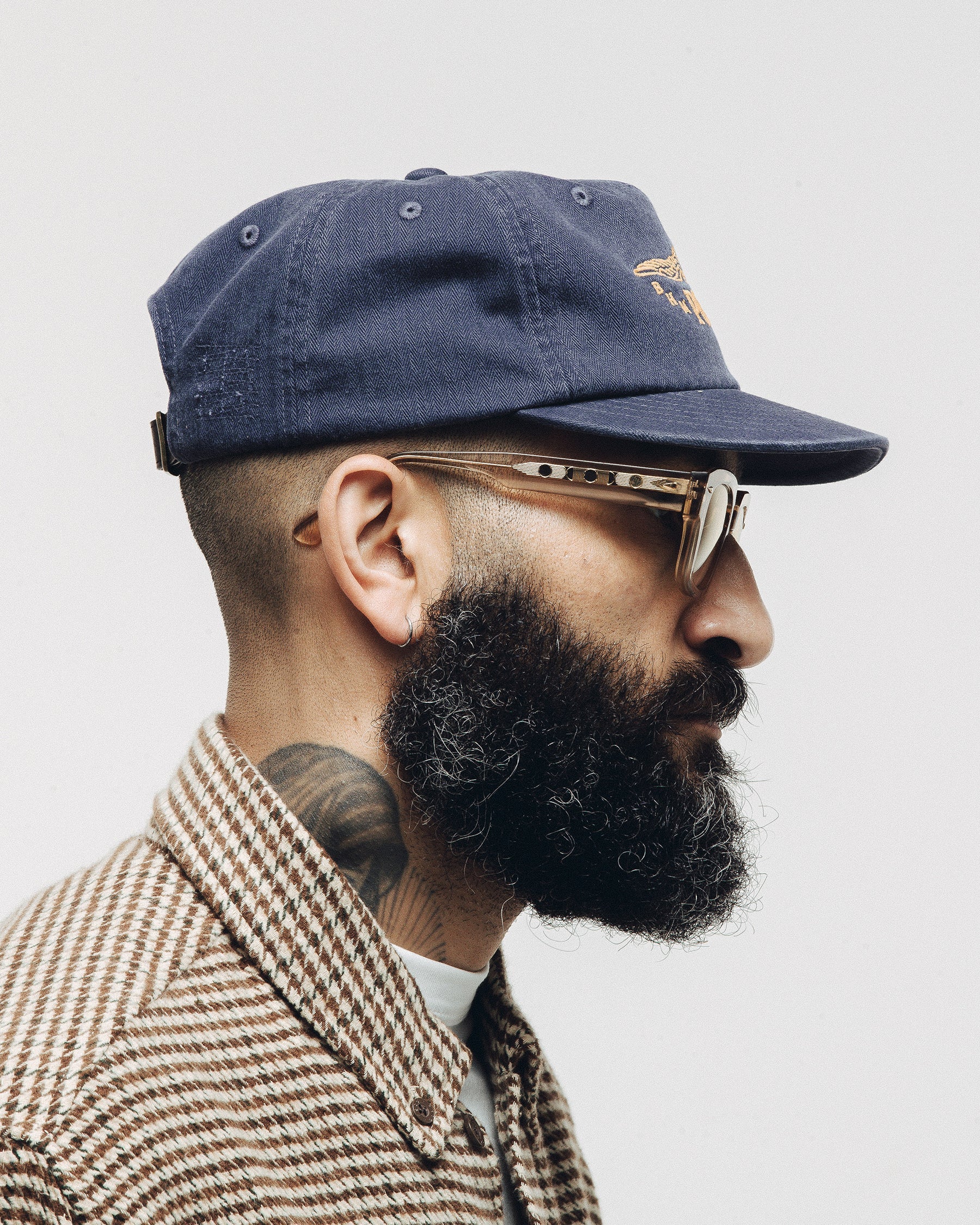 Founders Herringbone Cotton 5 Panel Cap - Navy - Image 3