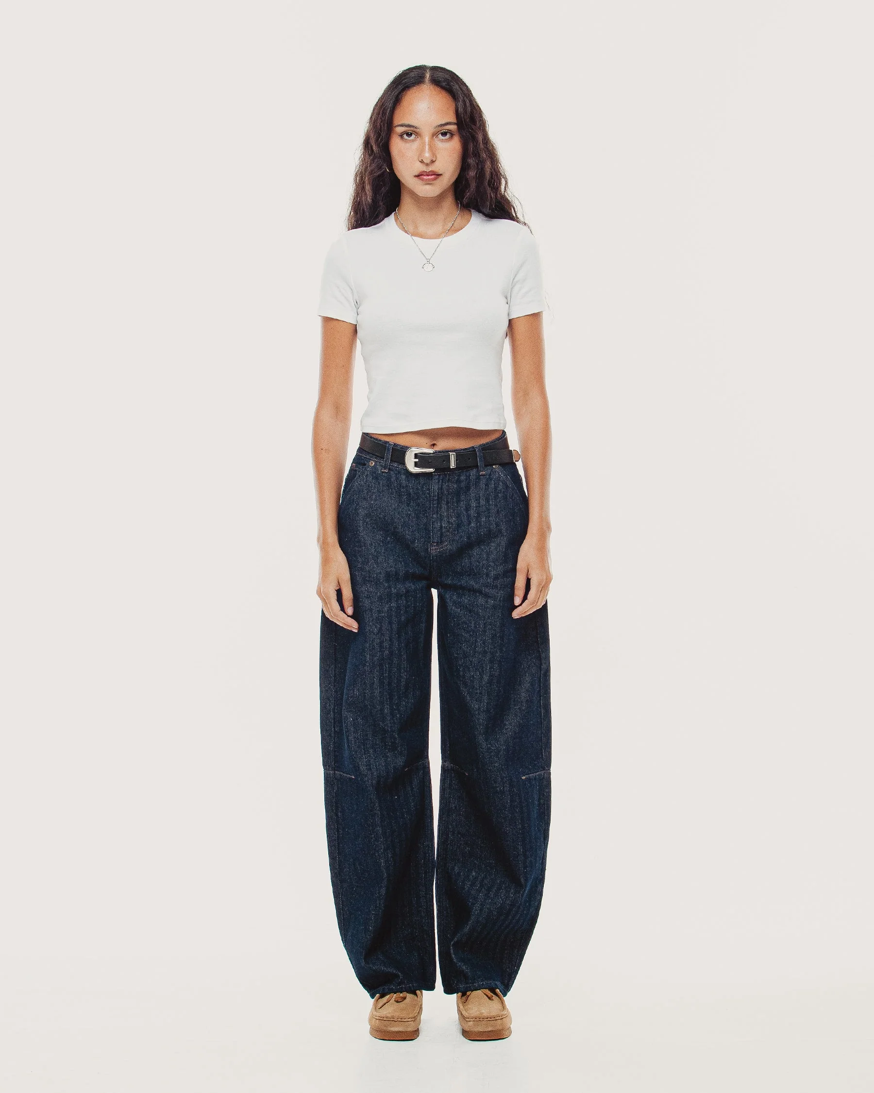 Grace Barrel Leg Herringbone Jean - Washed Indigo - Image 4