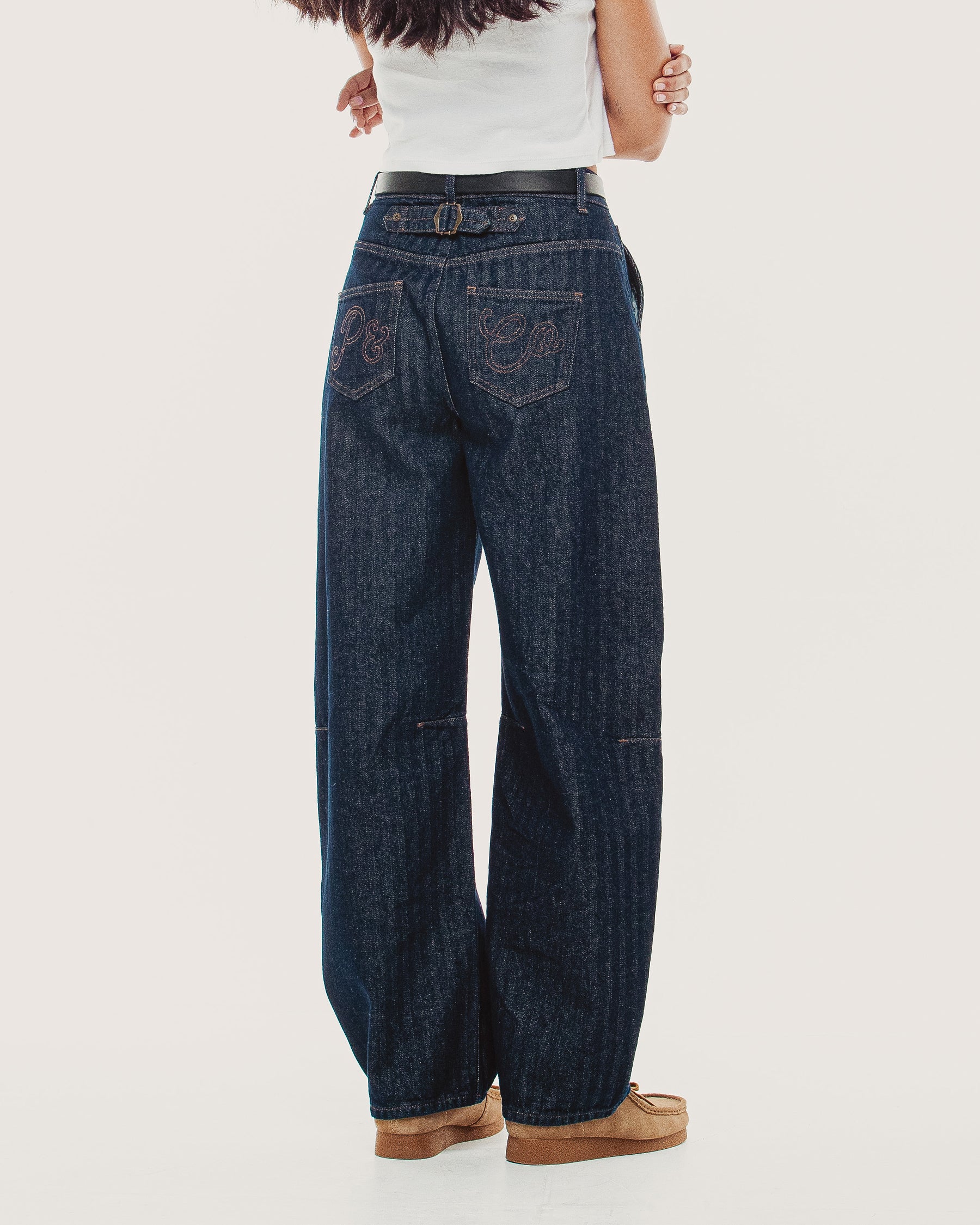 Grace Barrel Leg Herringbone Jean - Washed Indigo - Image 6