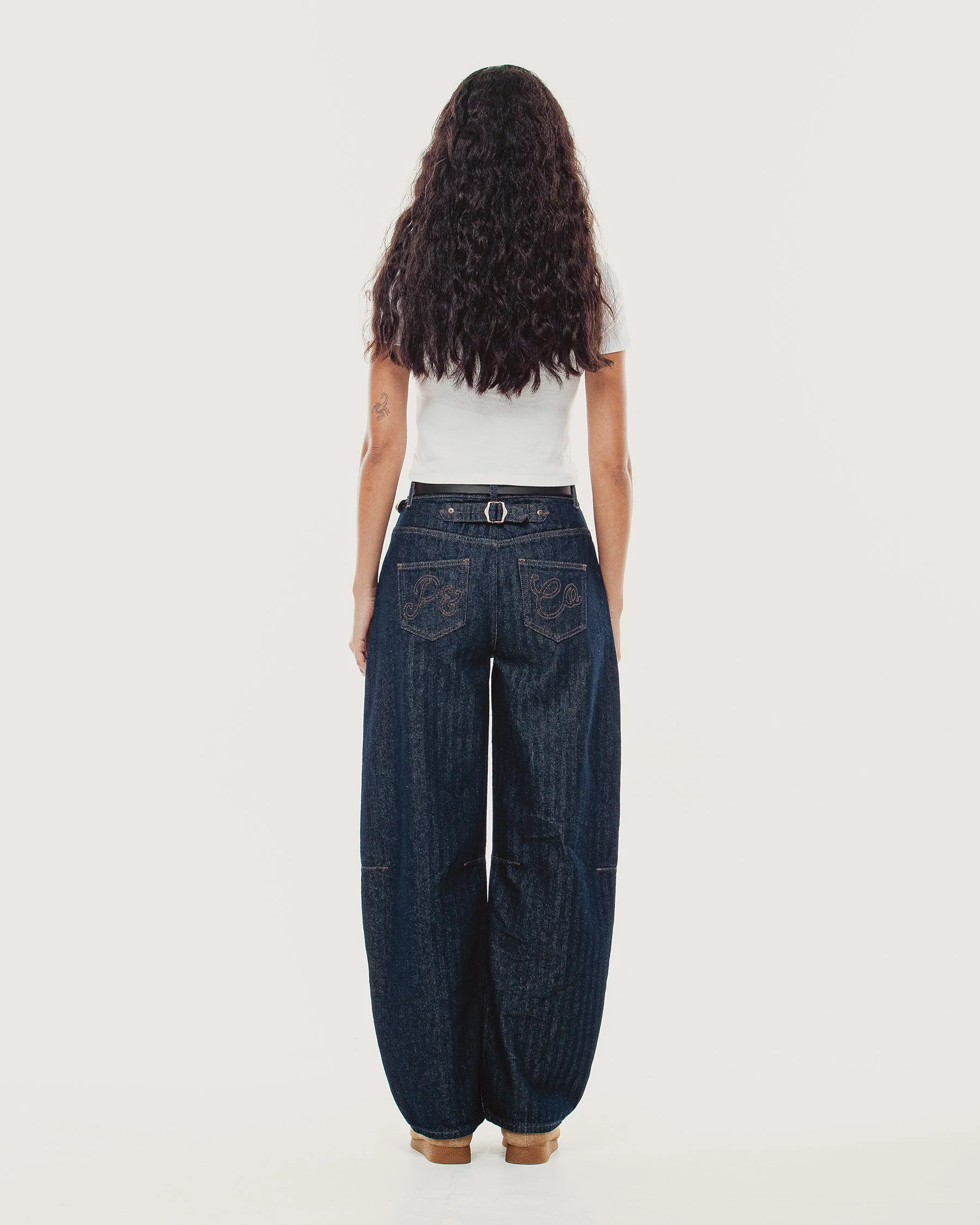 Grace Barrel Leg Herringbone Jean - Washed Indigo - Image 9