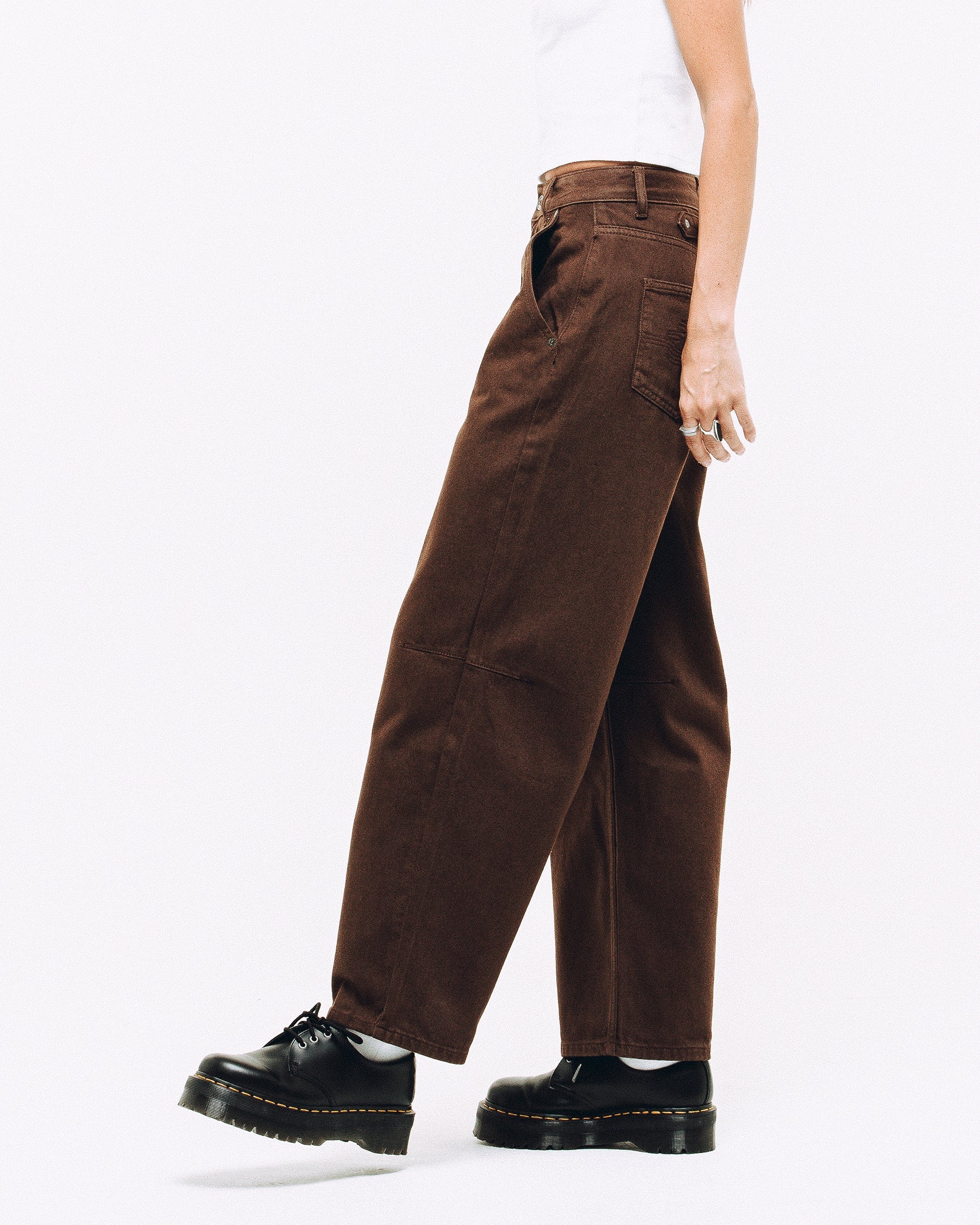 Grace Barrel Leg Jean - Washed Brown - Image 3