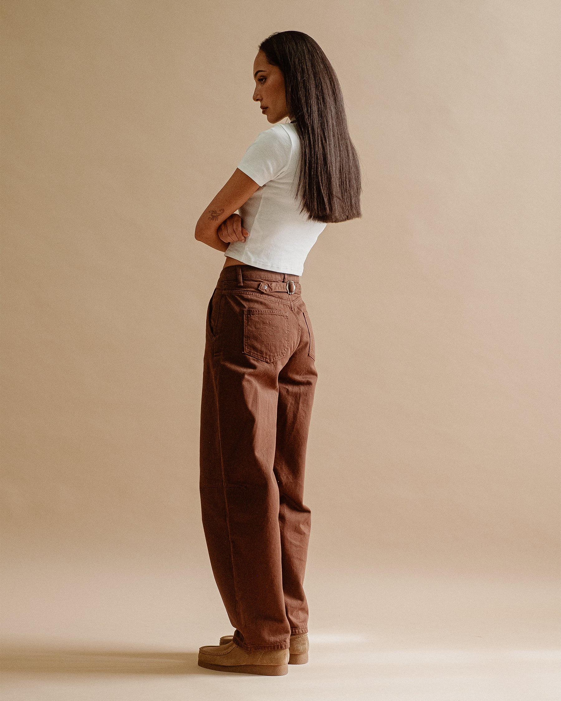 Grace Barrel Leg Jean - Washed Brown - Image 4