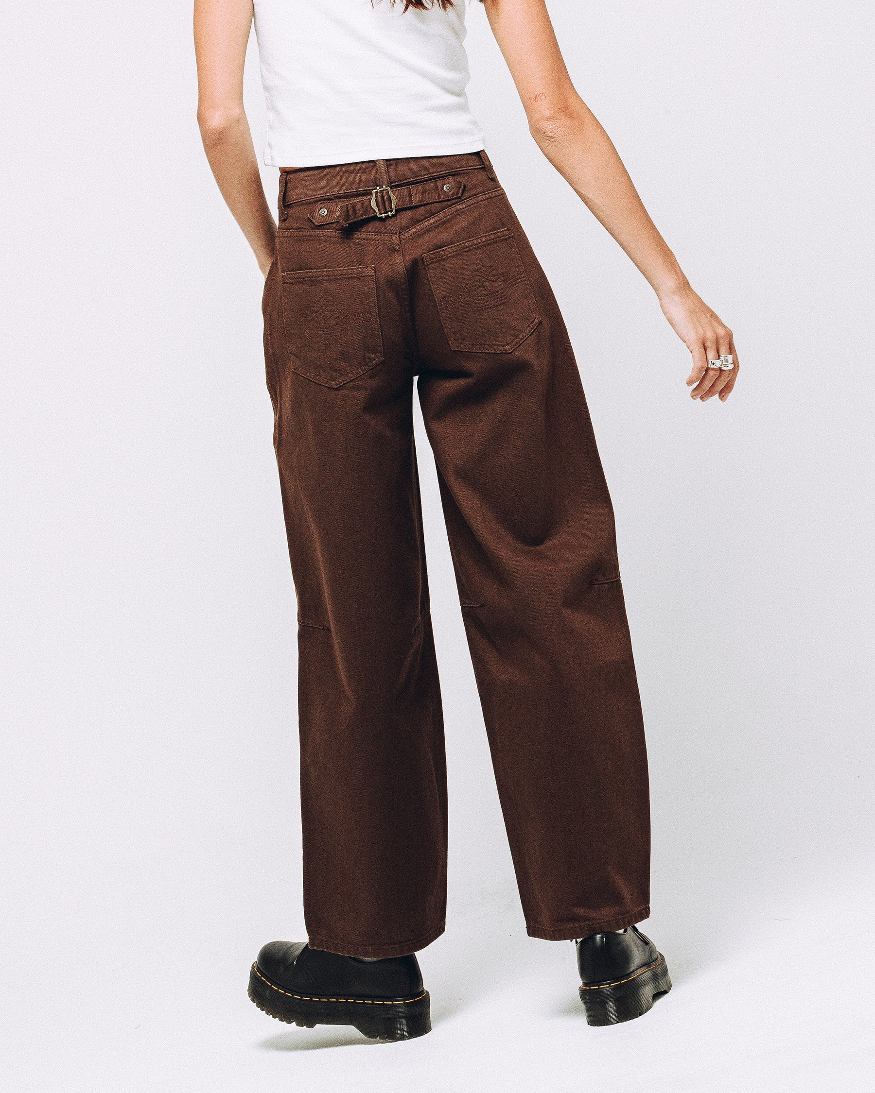 Grace Barrel Leg Jean - Washed Brown - Image 6