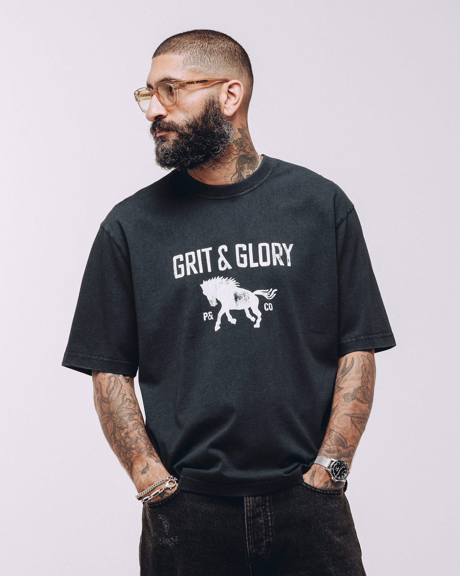 Grit & Glory Boxy T-Shirt - Washed Black - Image 7