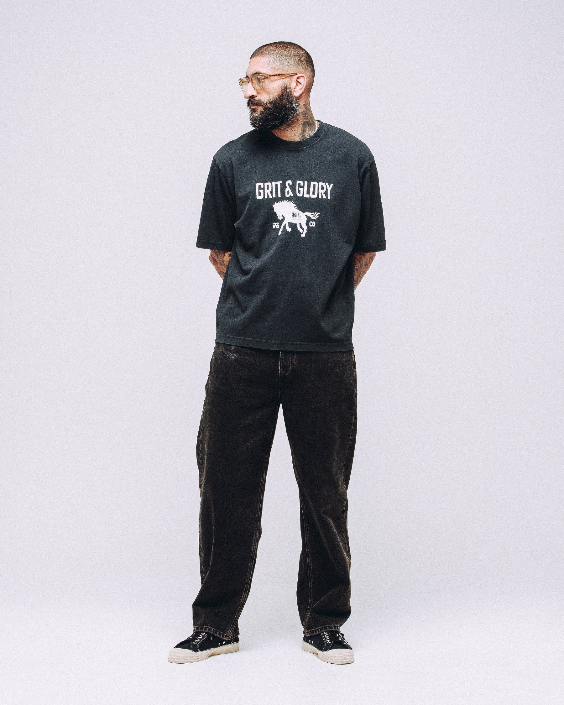 Grit & Glory Boxy T-Shirt - Washed Black - Image 8