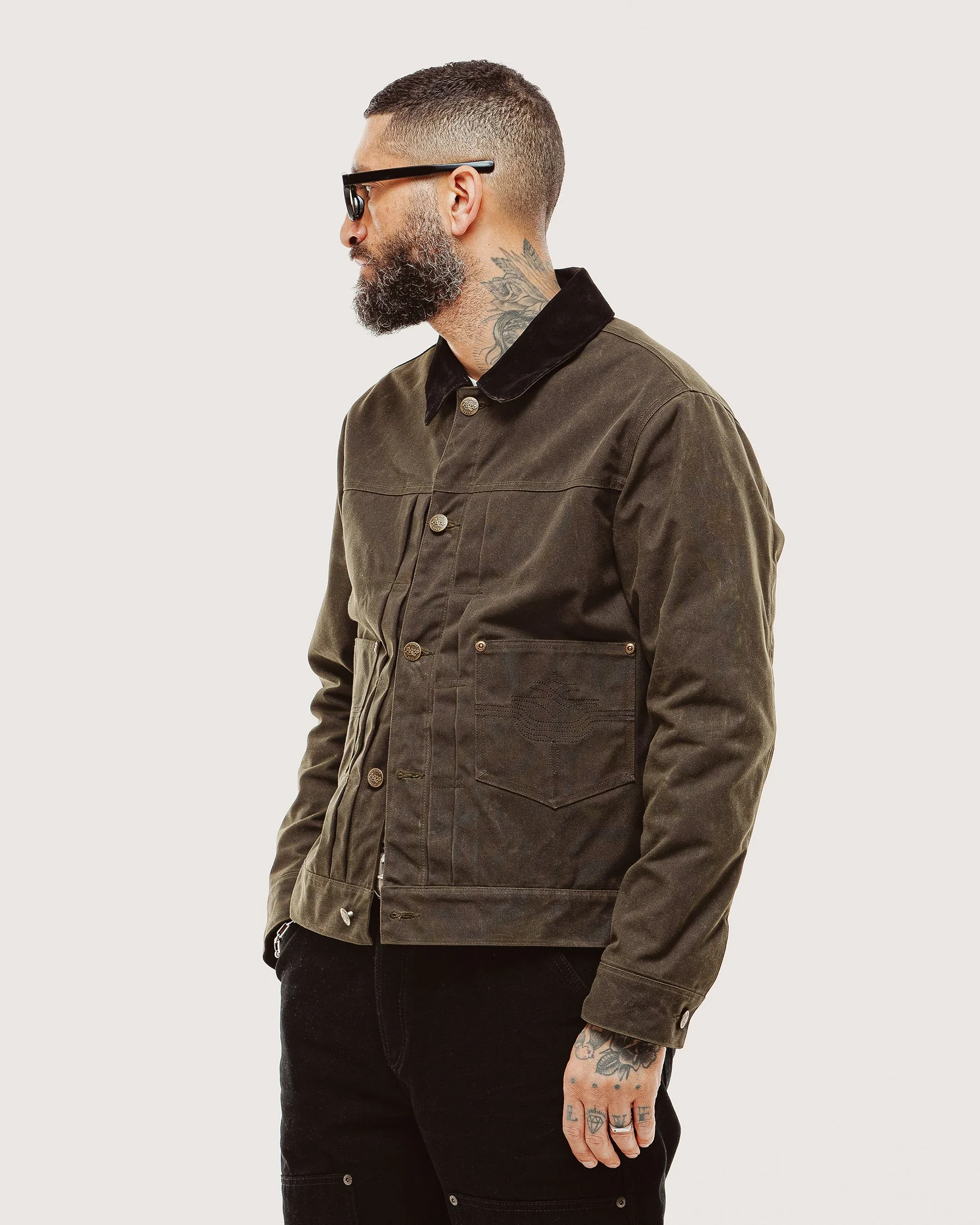Harlan Waxed Canvas Jacket - Olive - Image 9