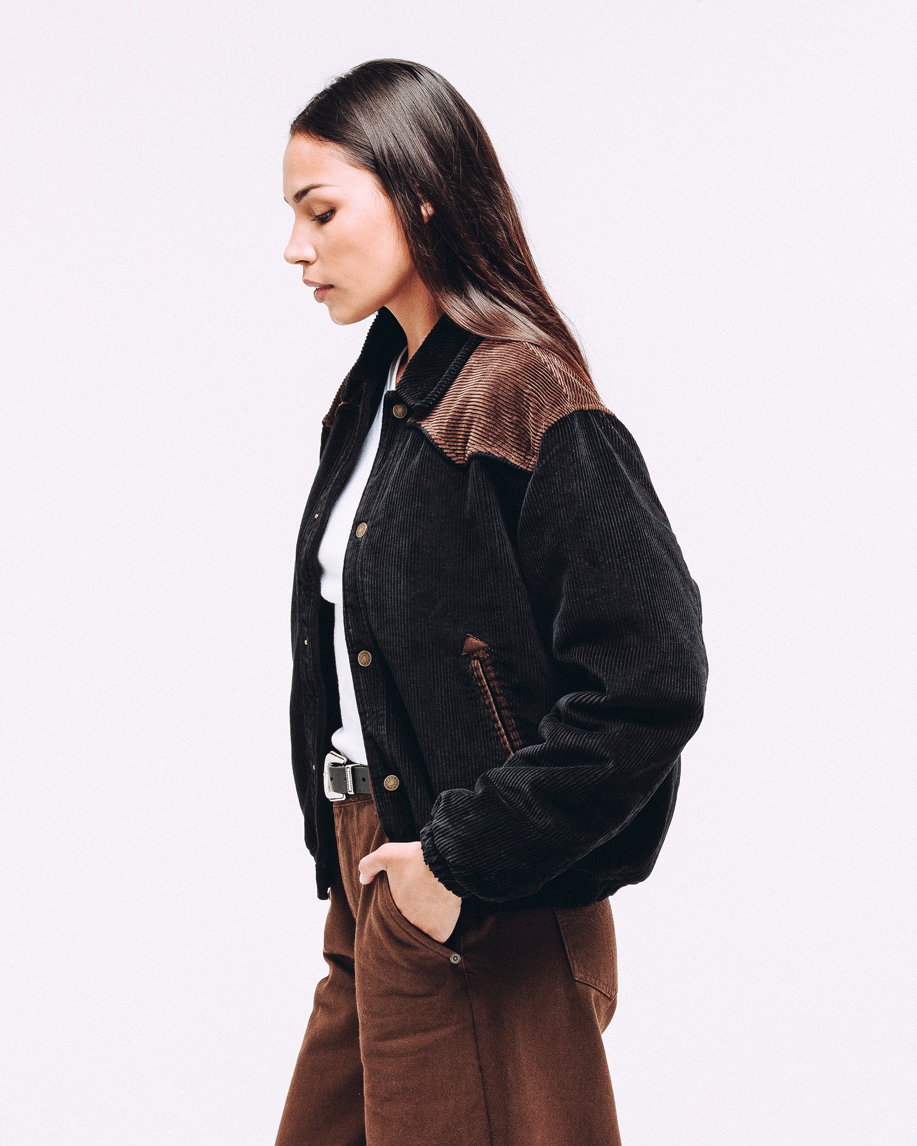 Harper Cord Bomber Jacket - Washed Black - Image 6