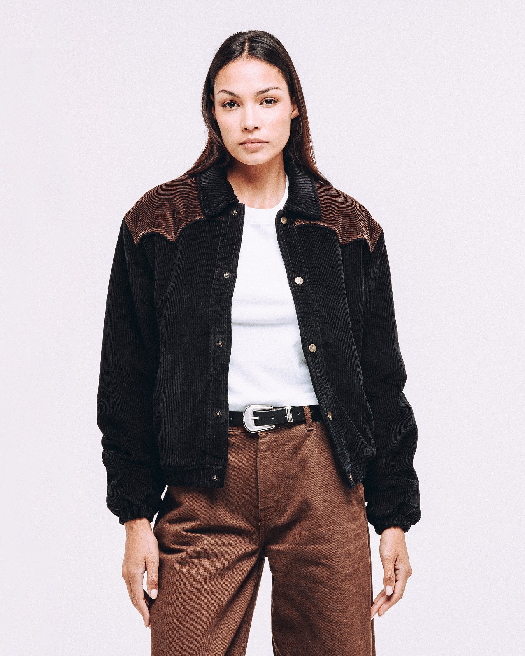 Harper Cord Bomber Jacket - Washed Black - Image 8