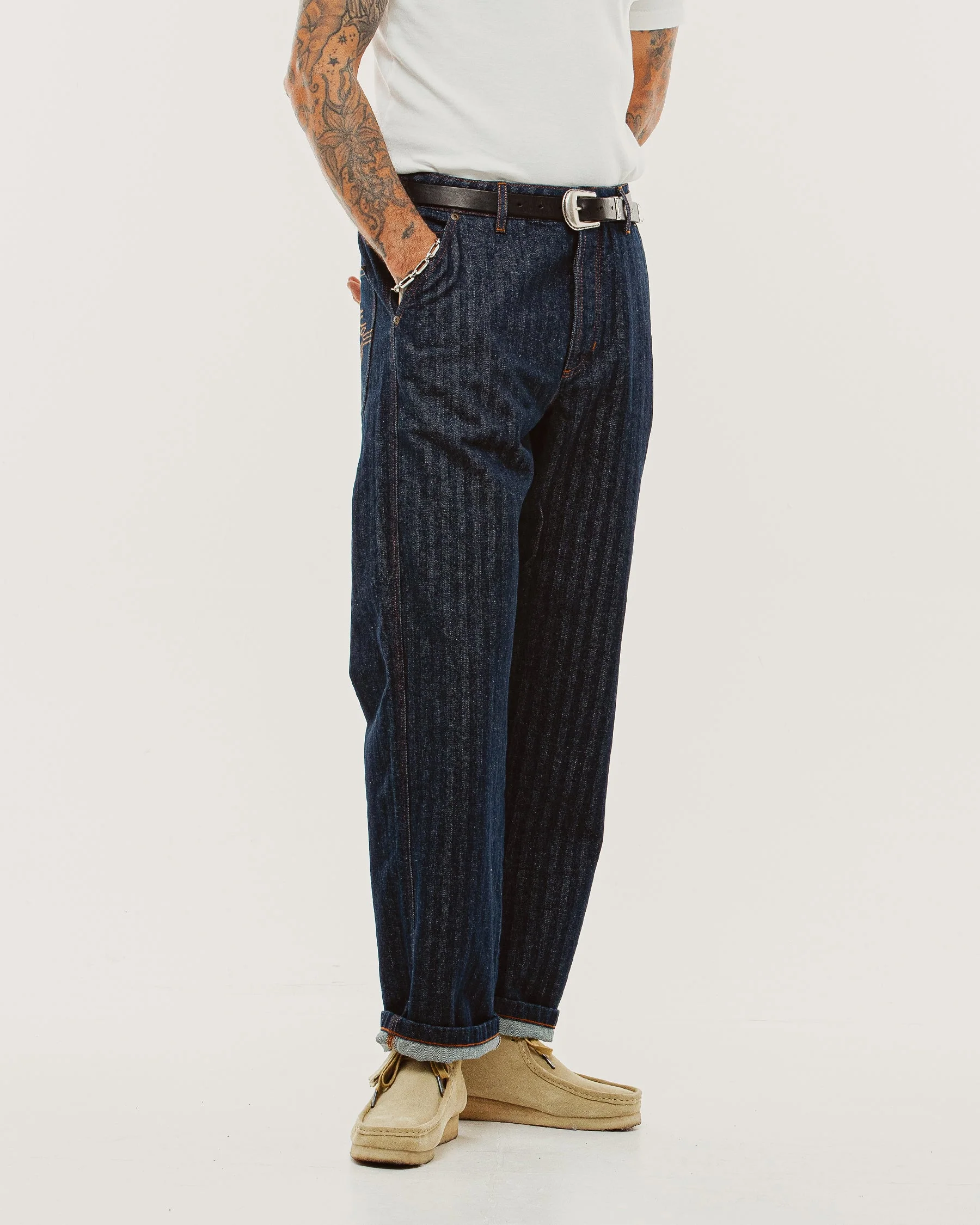 Holloway Herringbone Jeans - Washed Indigo - Image 10