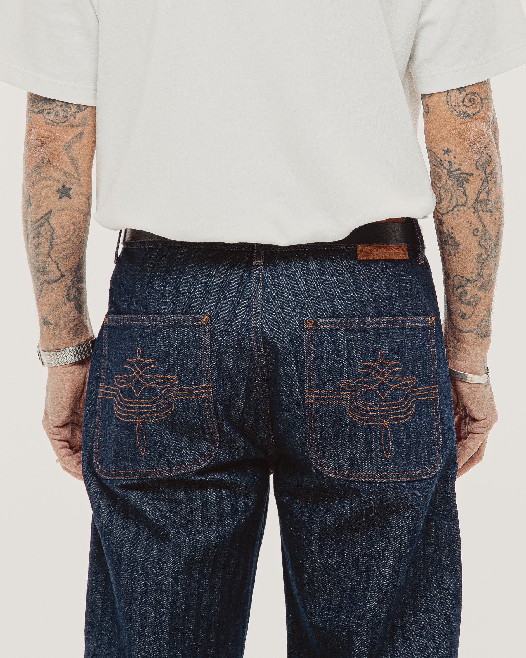 Holloway Herringbone Jeans - Washed Indigo - Image 4