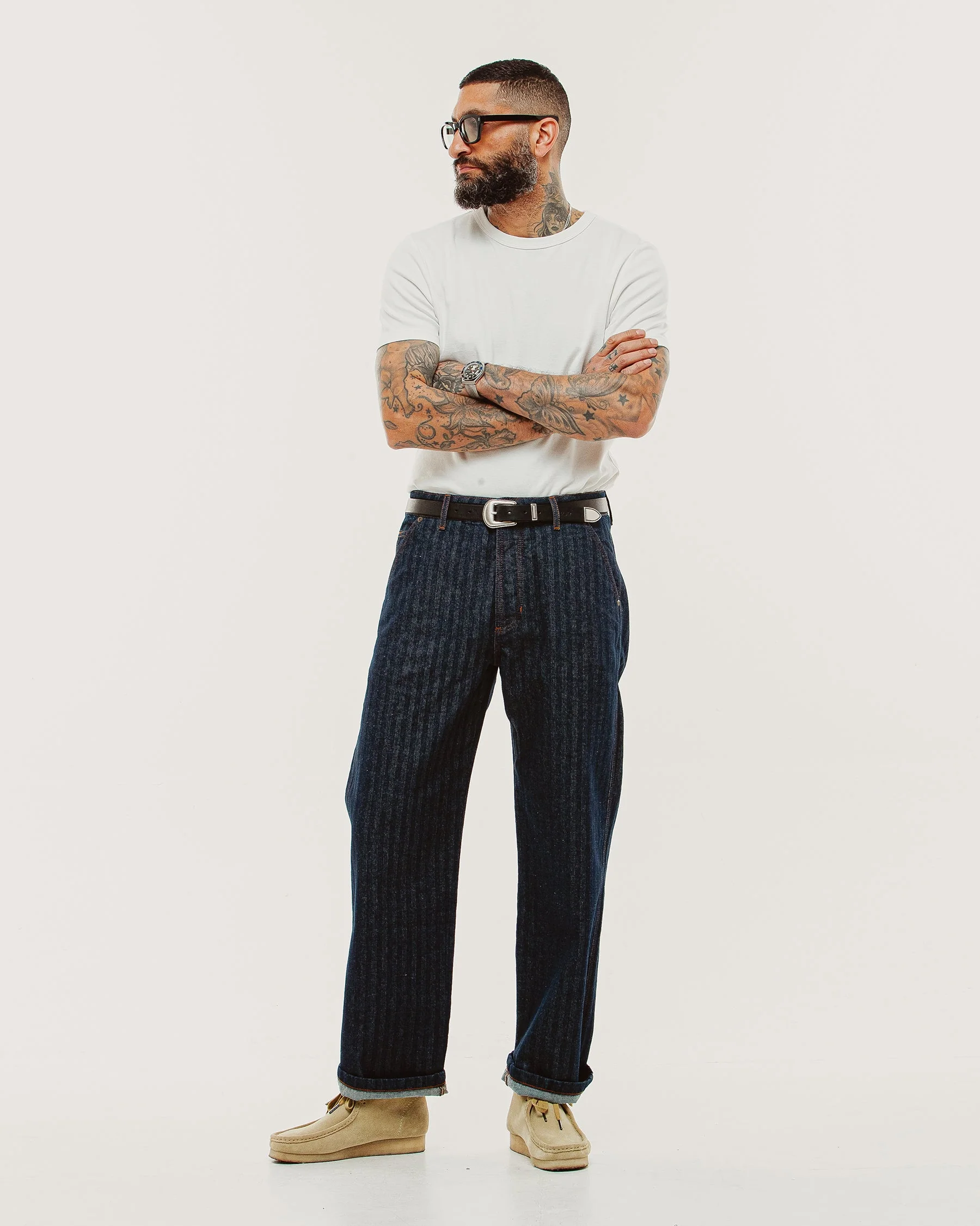 Holloway Herringbone Jeans - Washed Indigo - Image 5