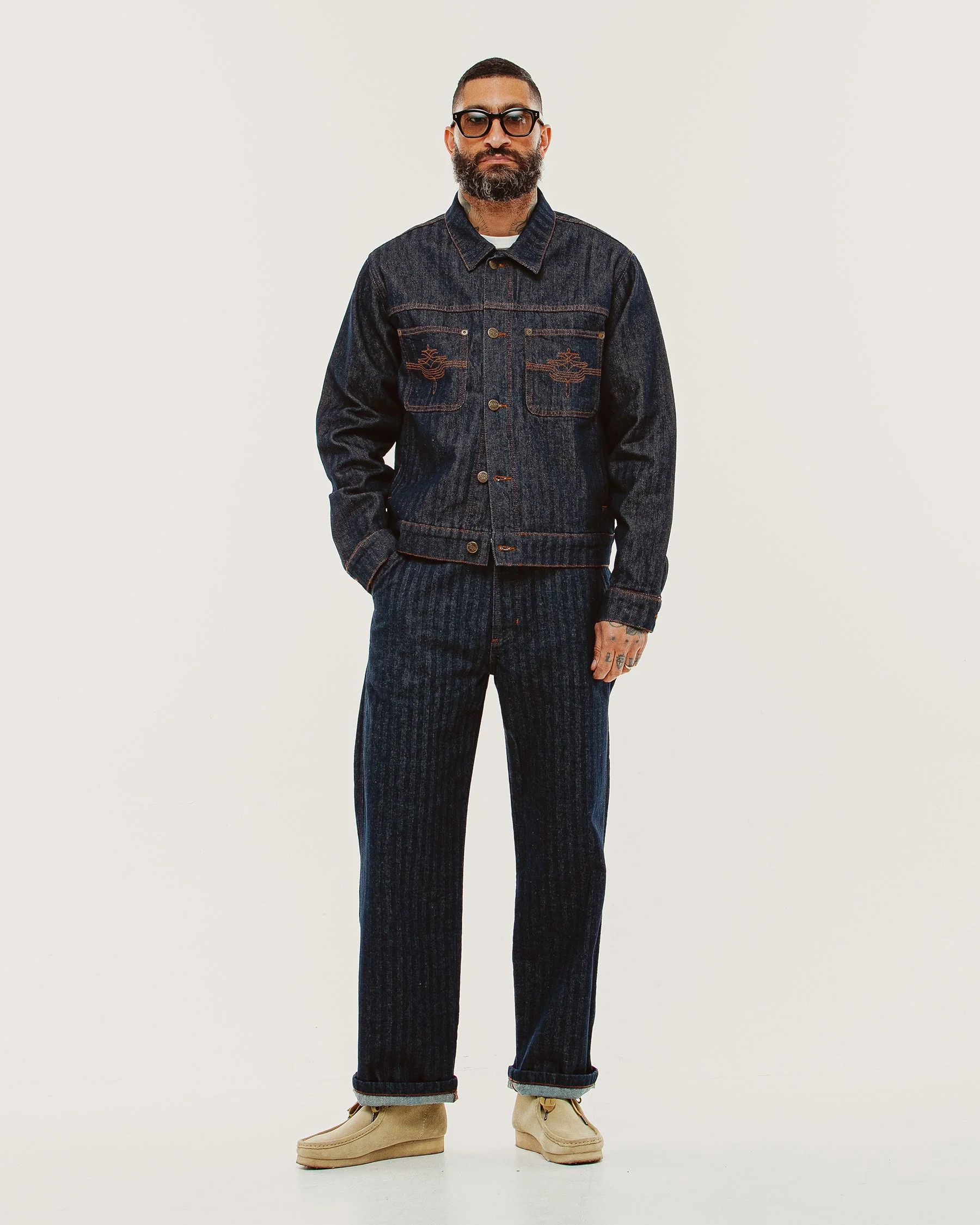 Holloway Herringbone Jeans - Washed Indigo - Image 7
