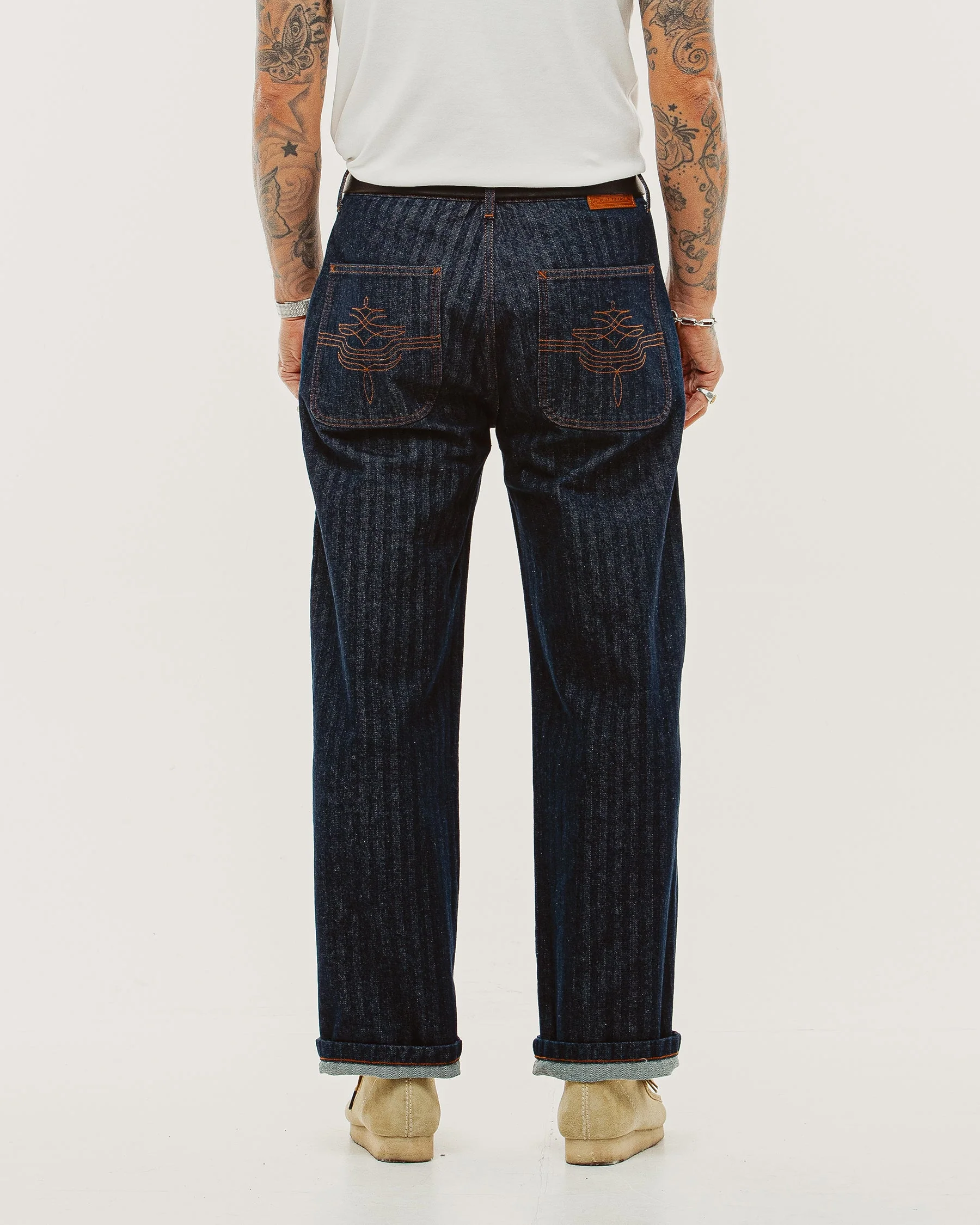 Holloway Herringbone Jeans - Washed Indigo - Image 8
