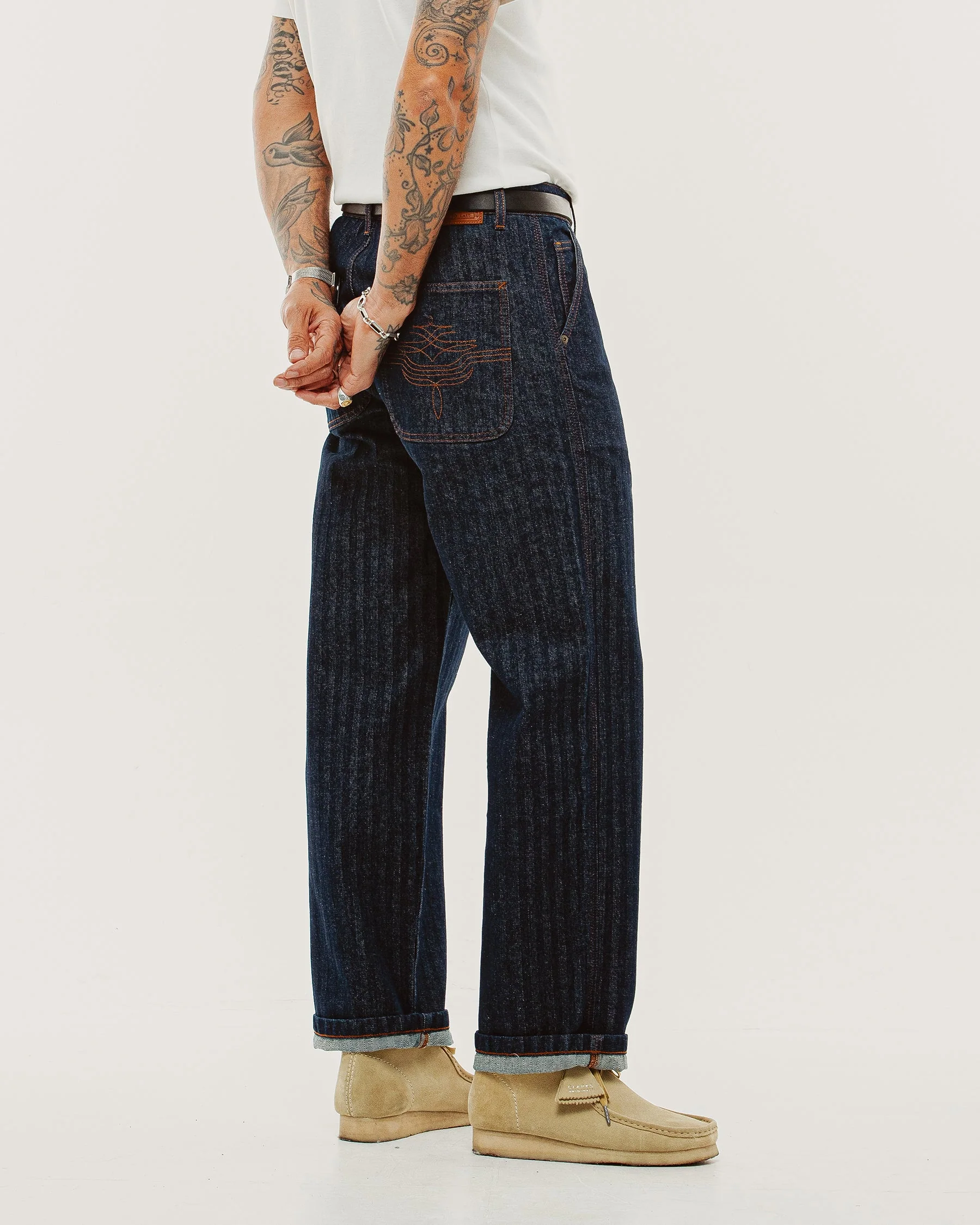 Holloway Herringbone Jeans - Washed Indigo - Image 9