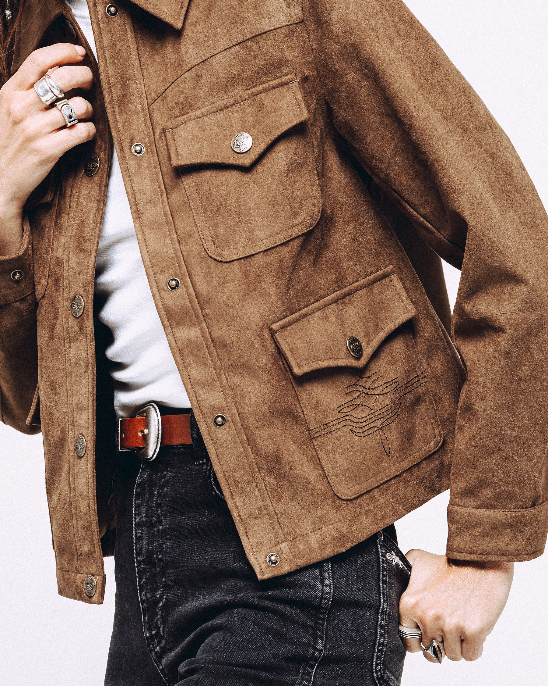 Jolene Faux Suede Barn Jacket - Tan - Image 3