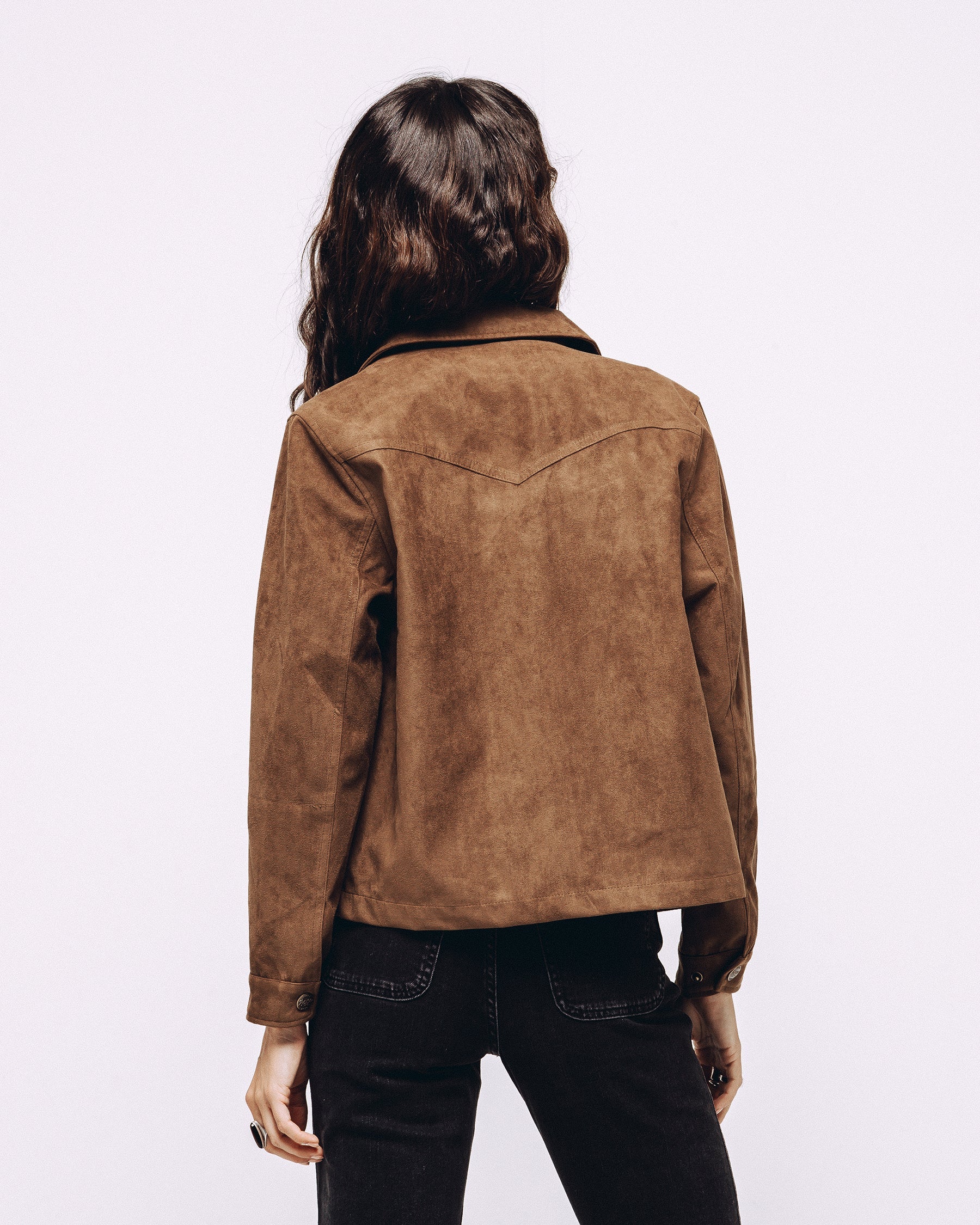 Jolene Faux Suede Barn Jacket - Tan - Image 4