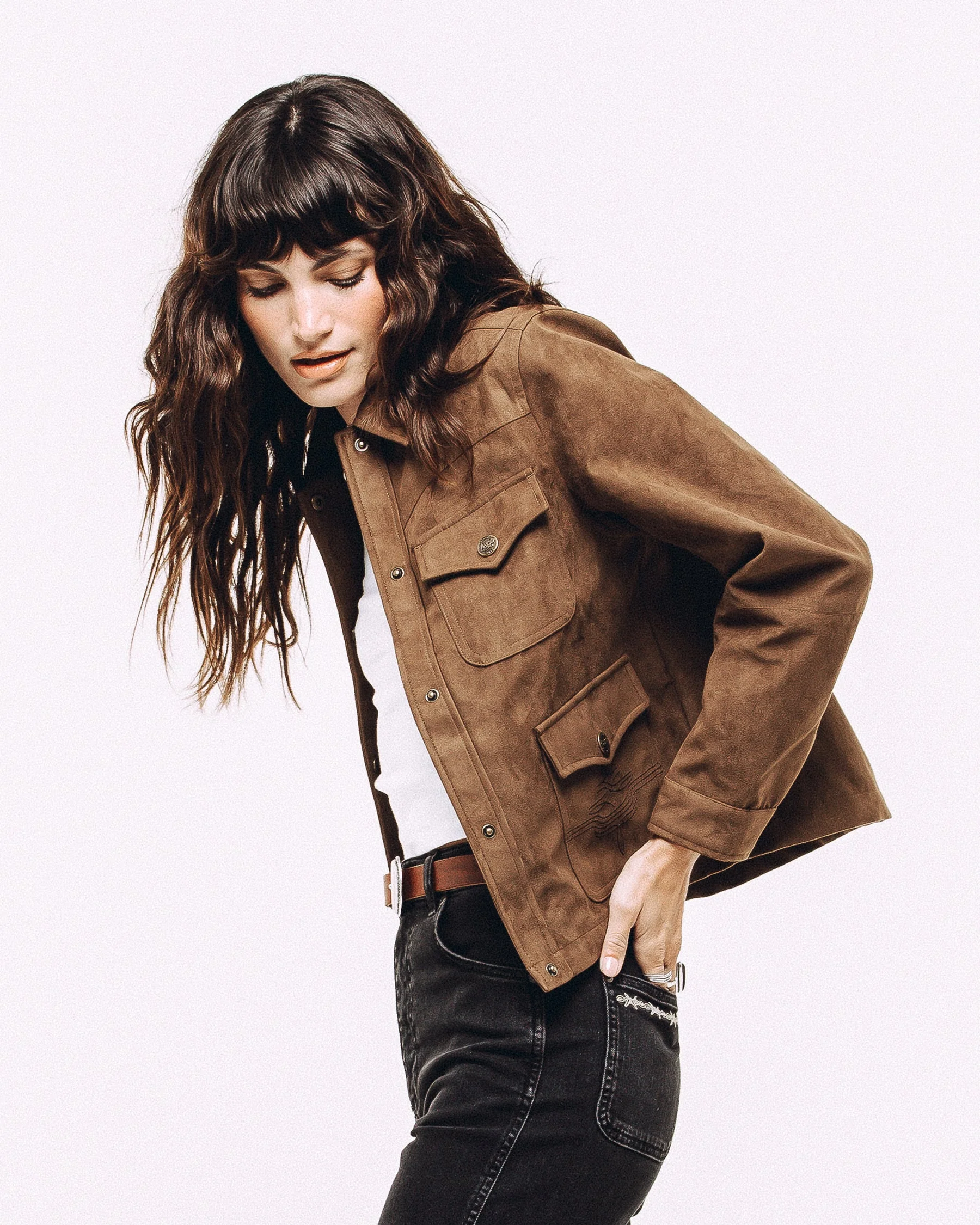 Jolene Faux Suede Barn Jacket - Tan - Image 5