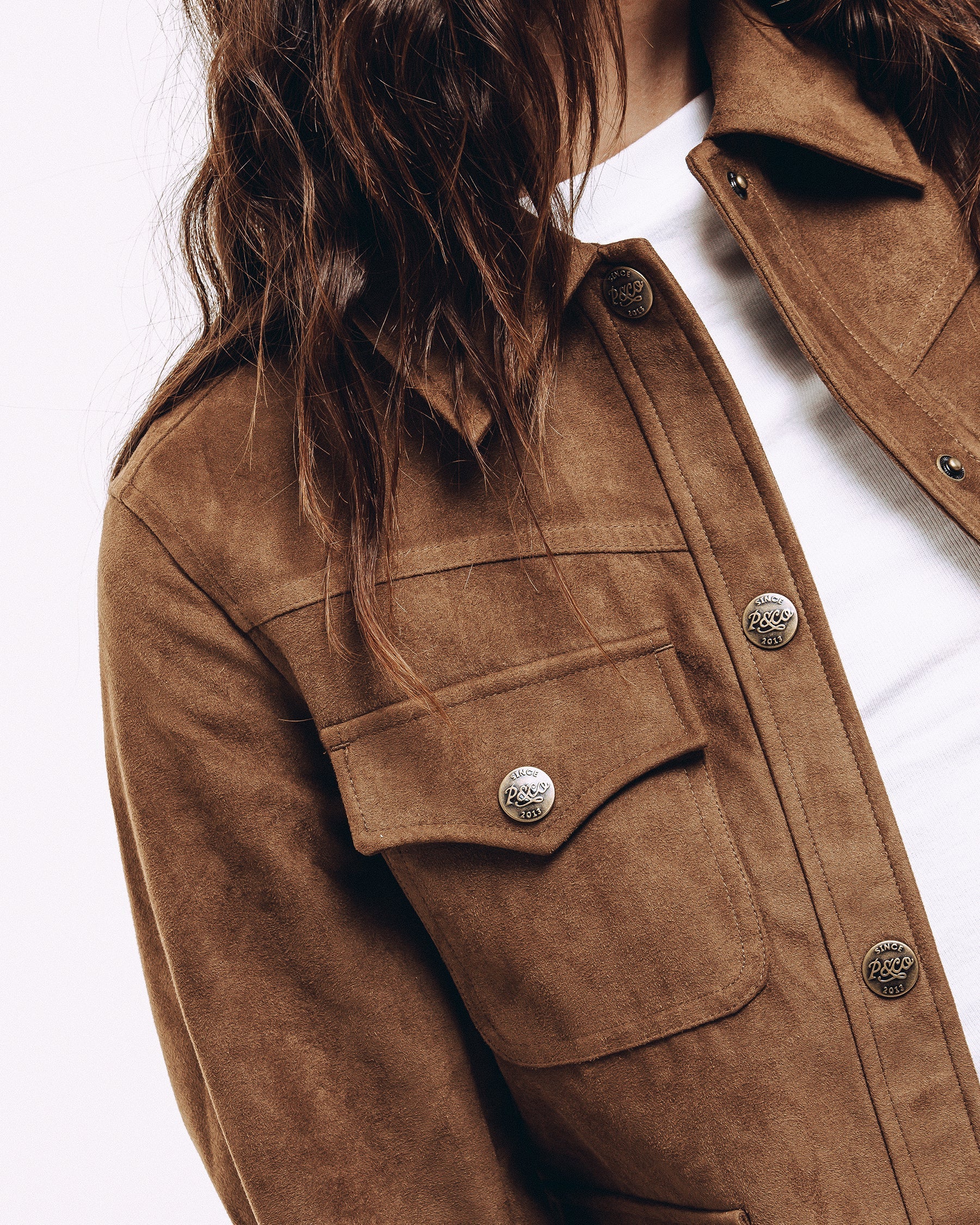 Jolene Faux Suede Barn Jacket - Tan - Image 6
