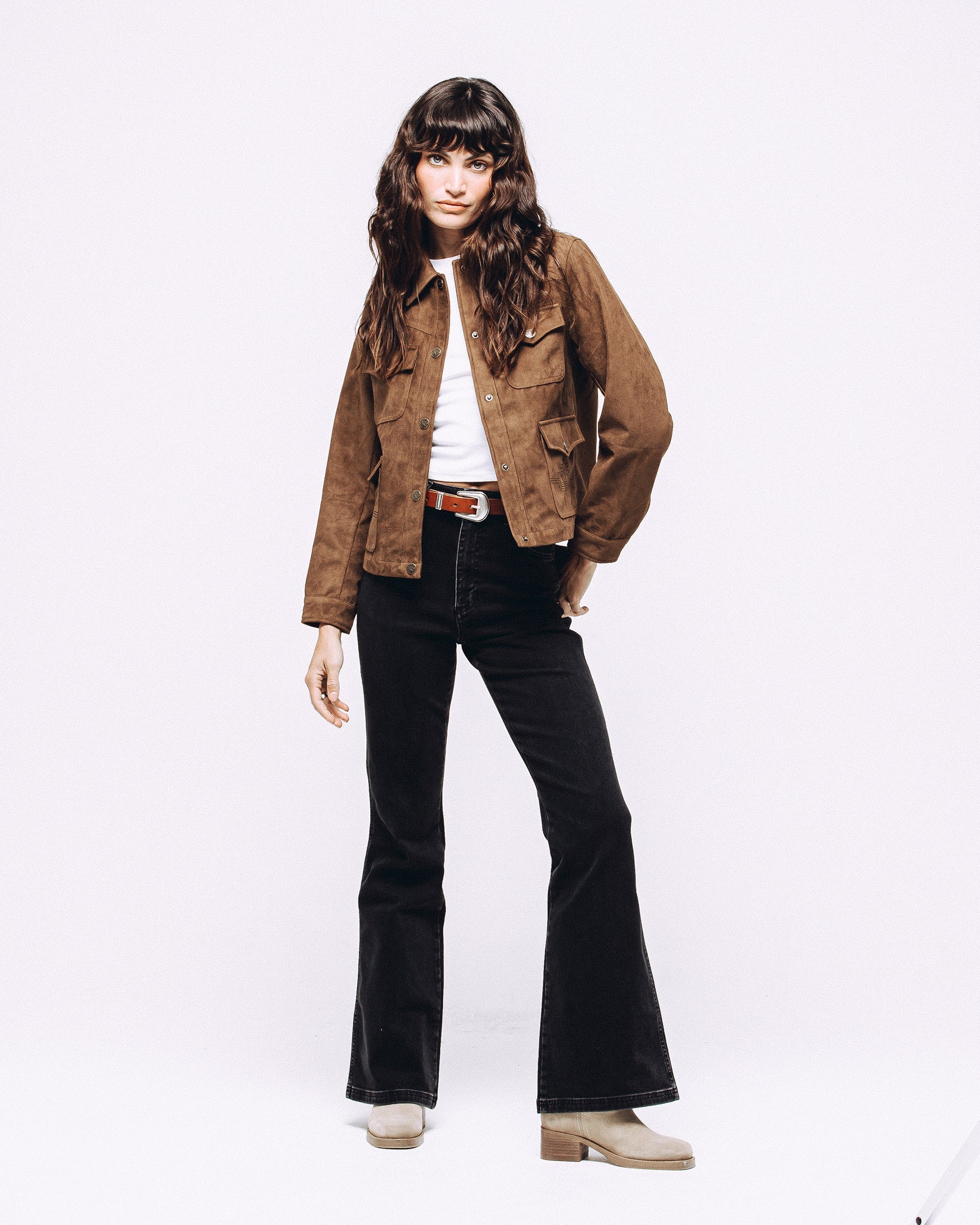 Jolene Faux Suede Barn Jacket - Tan - Image 7