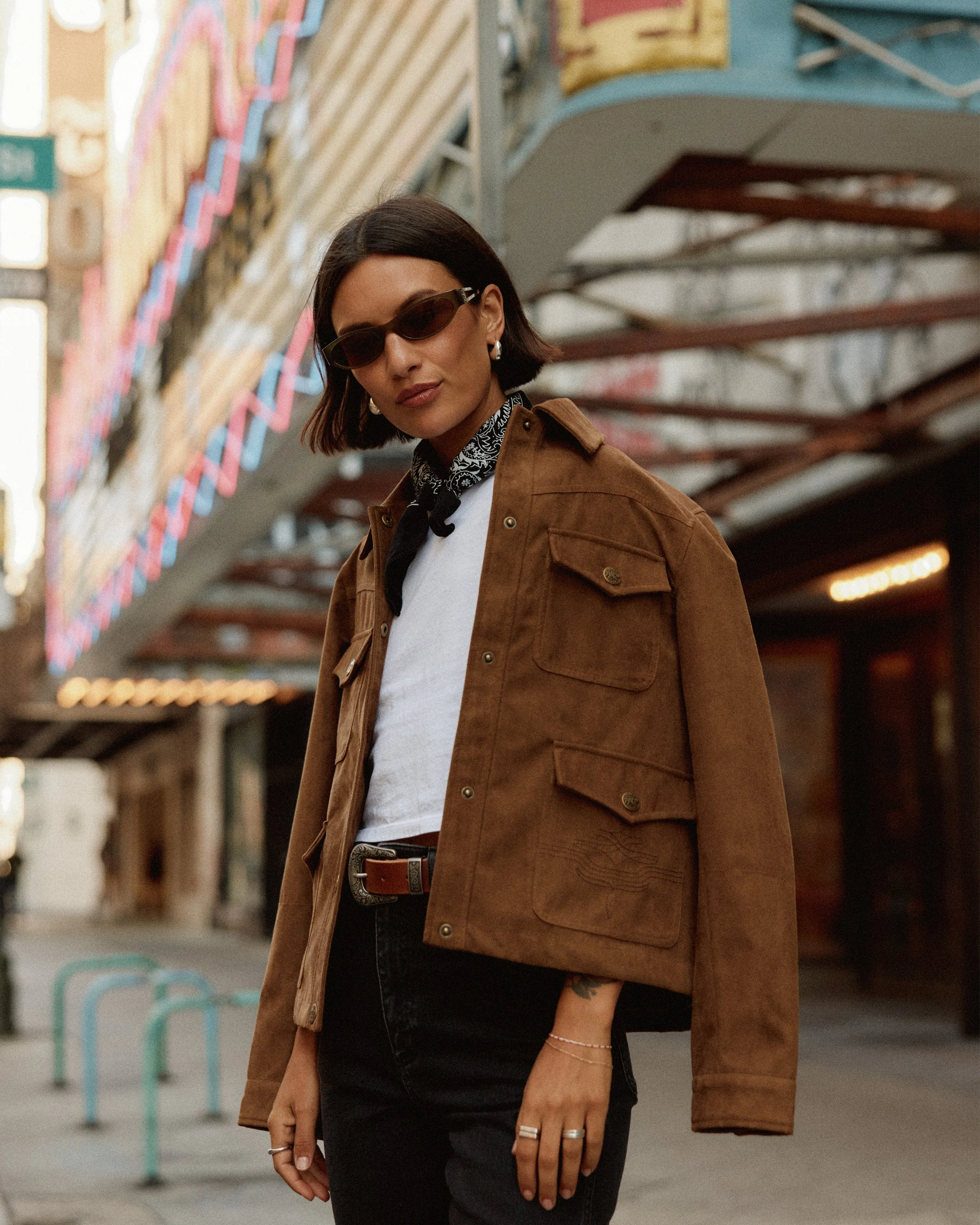 Jolene Faux Suede Barn Jacket - Tan - Image 8