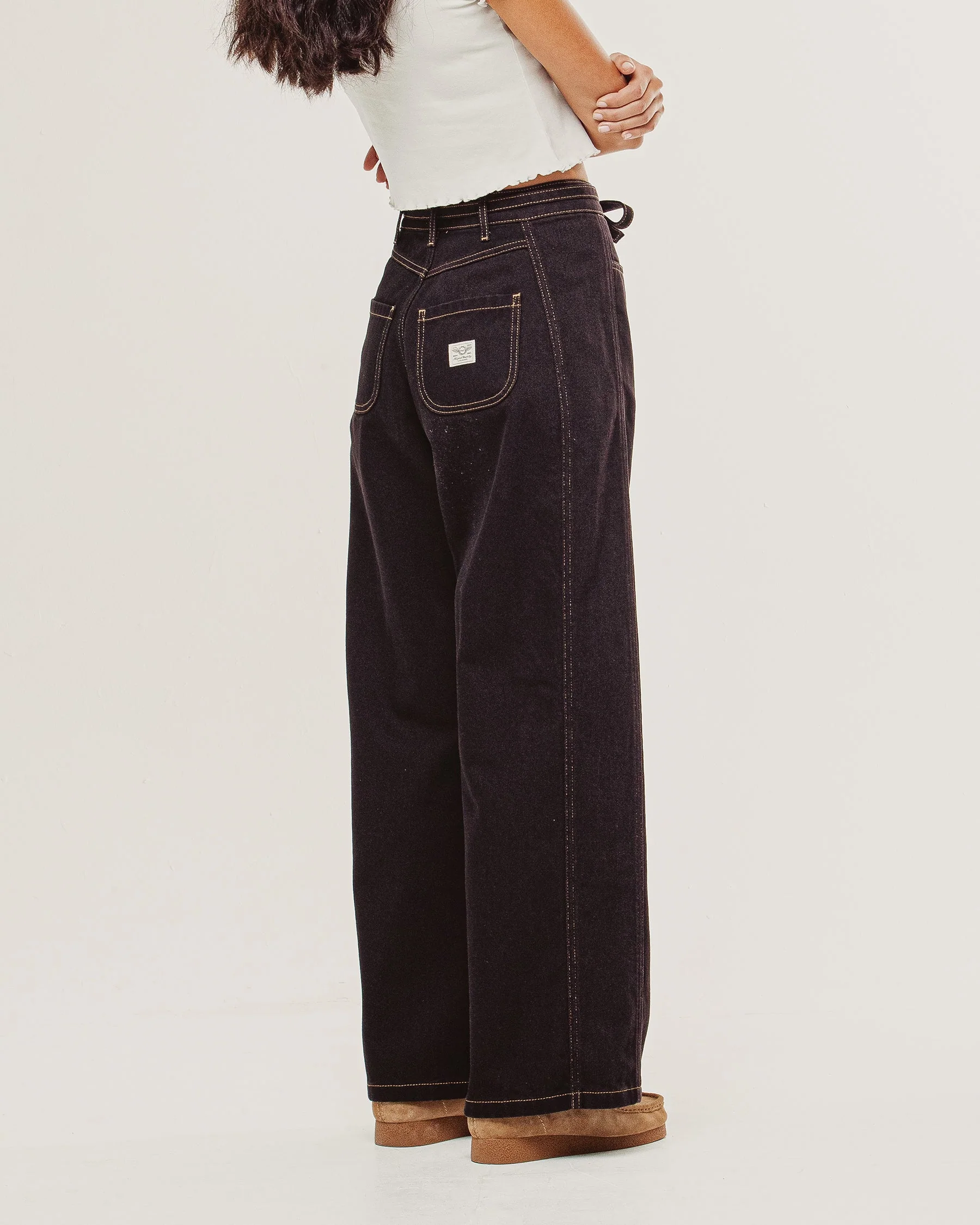 Keaton Wide Leg Denim Jean - Dark Brown - Image 5