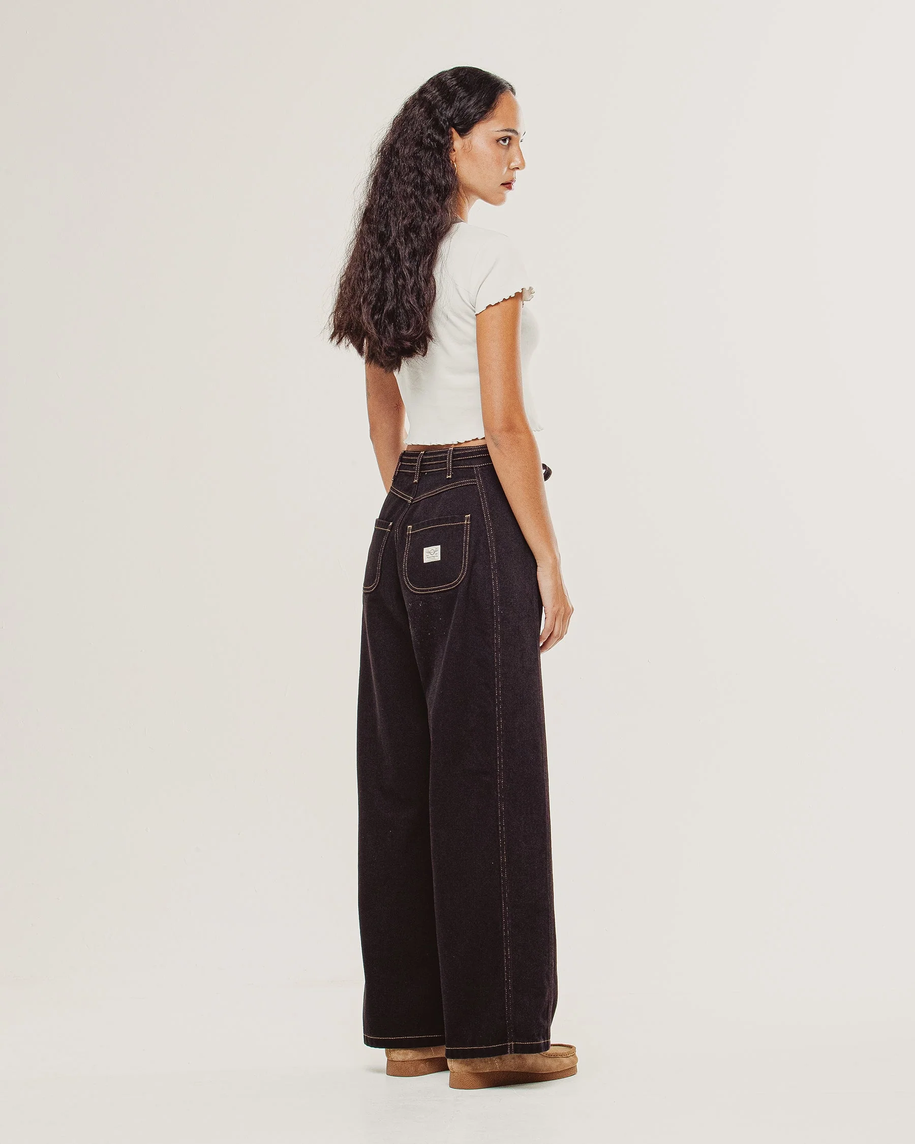 Keaton Wide Leg Denim Jean - Dark Brown - Image 8