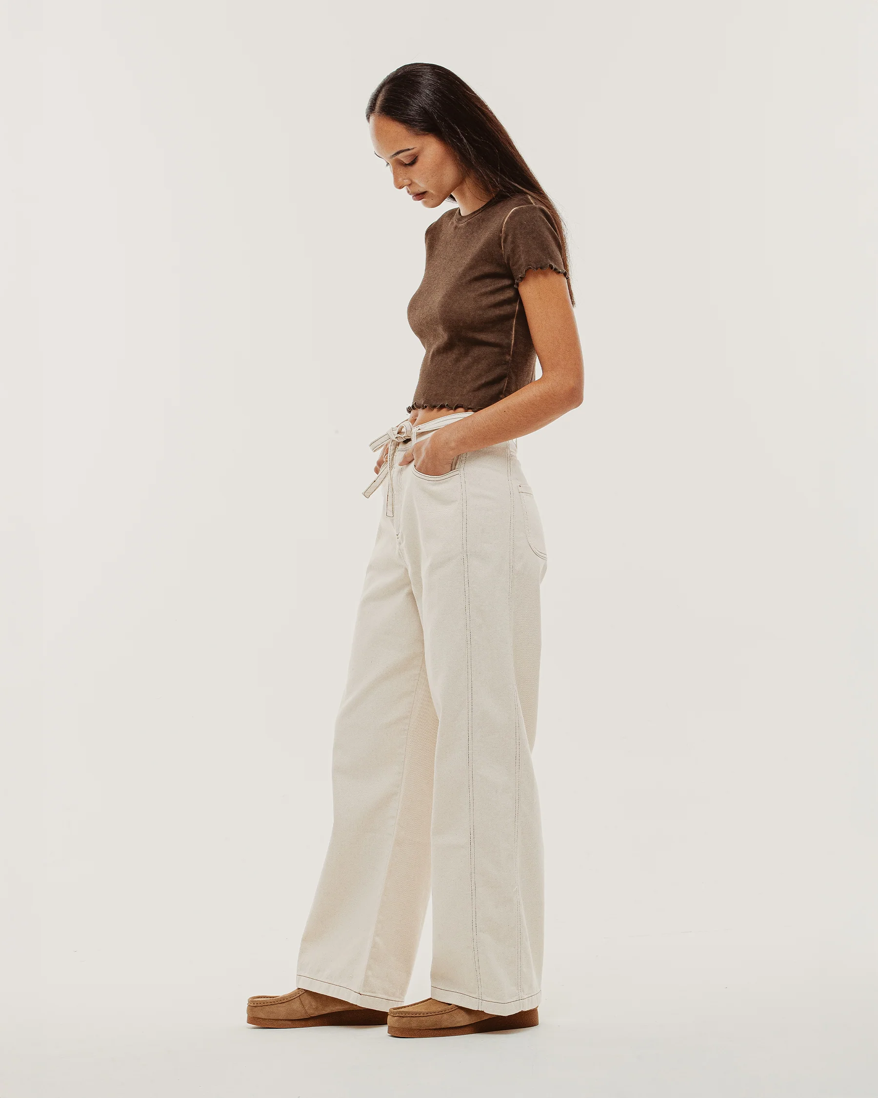 Keaton Wide Leg Denim Jean - Ecru