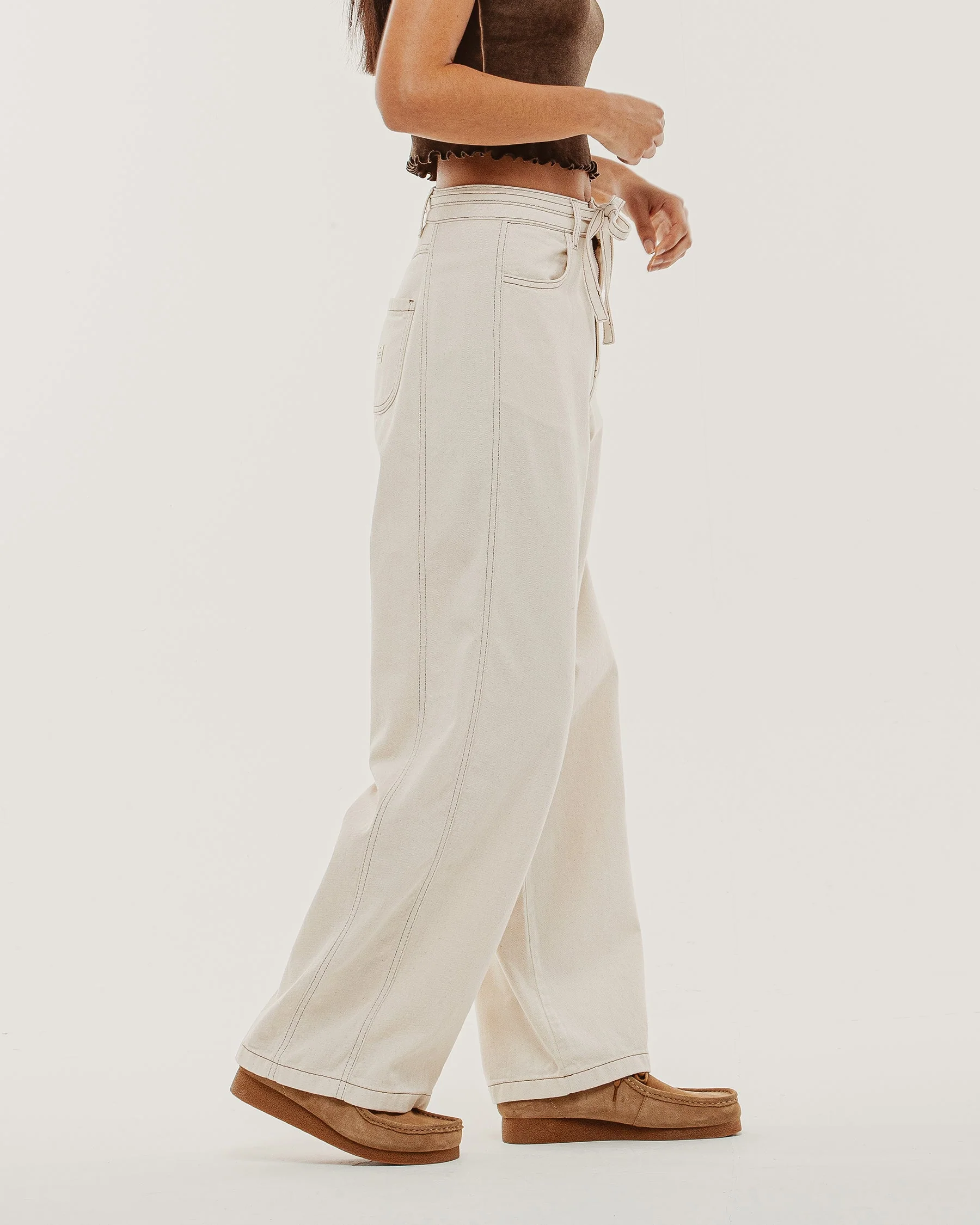 Keaton Wide Leg Denim Jean - Ecru - Image 10