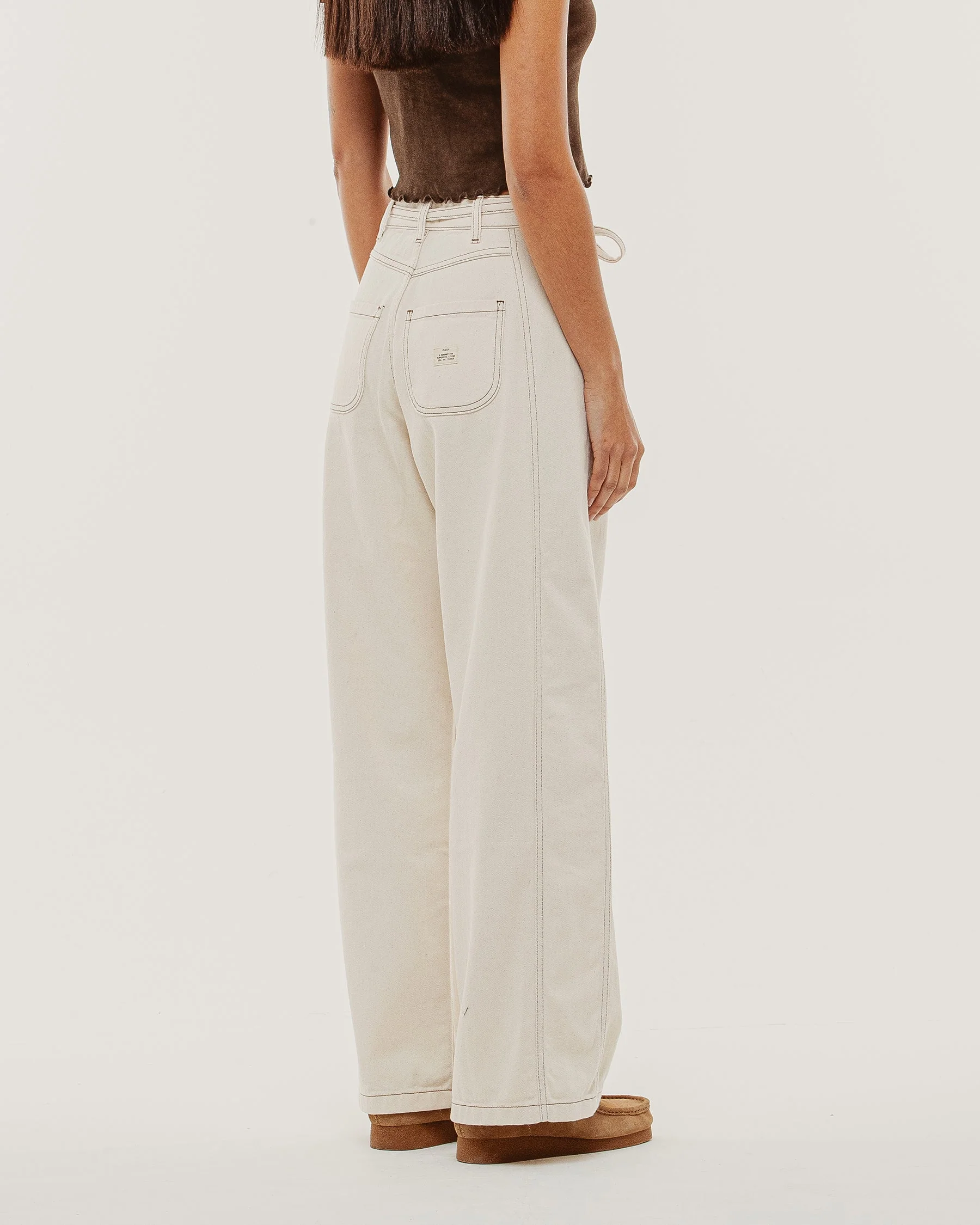 Keaton Wide Leg Denim Jean - Ecru - Image 2