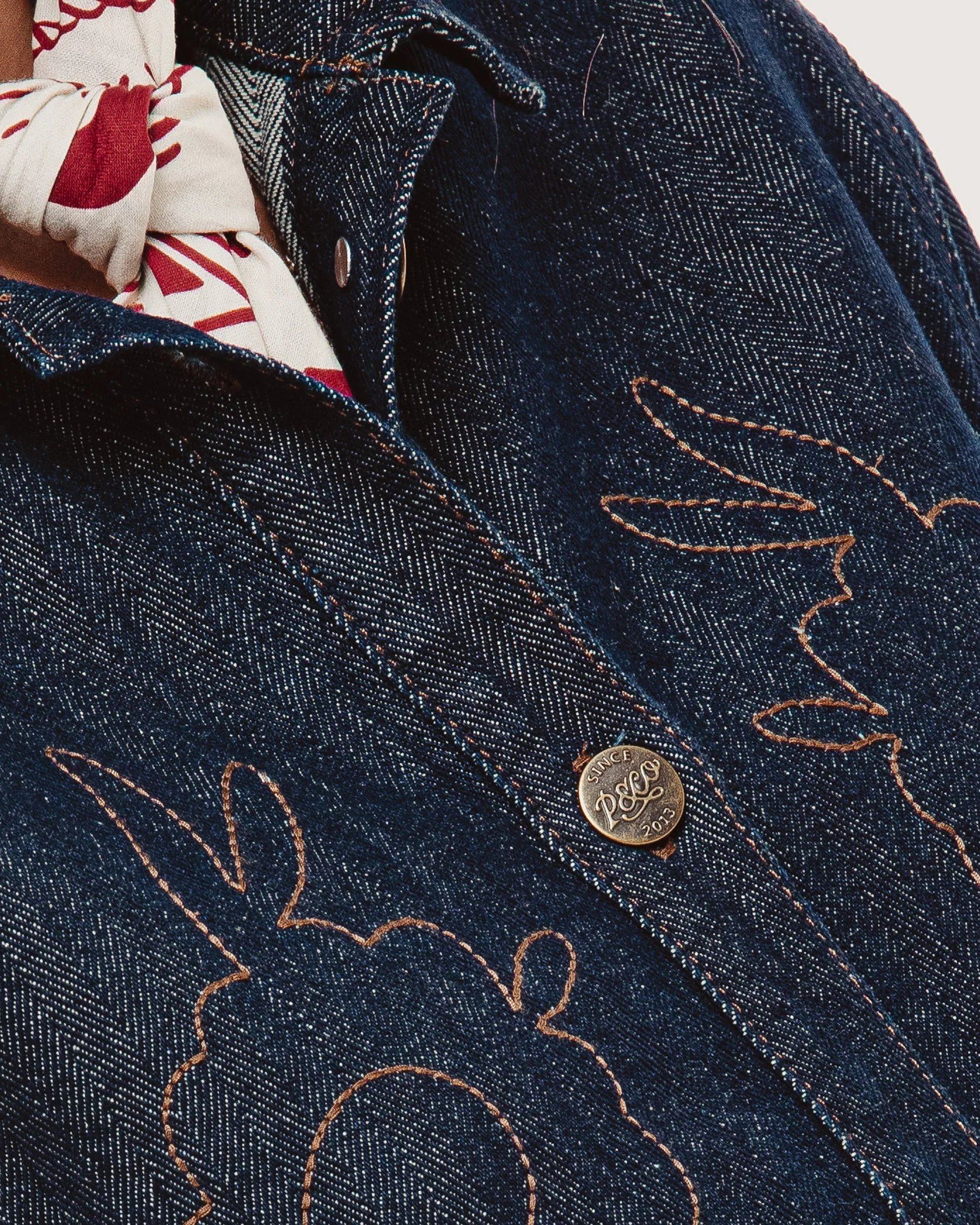 Lizzie Herringbone Denim Shirt - Washed Indigo - Image 7