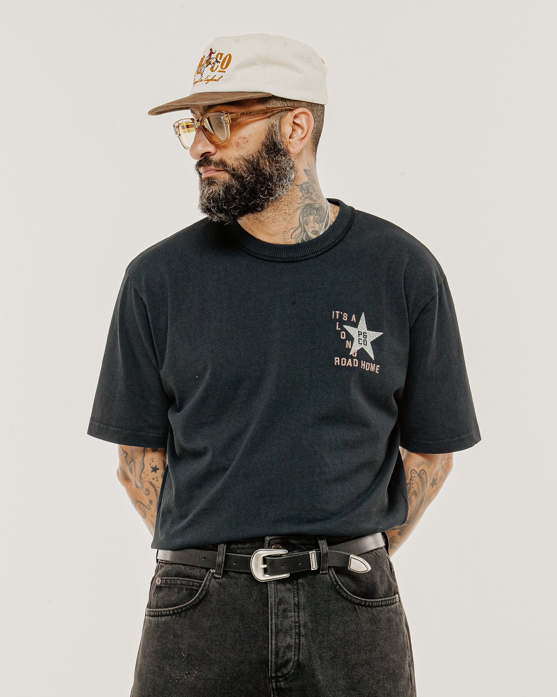 Long Road Boxy T-Shirt - Heavy Washed Black - Image 2