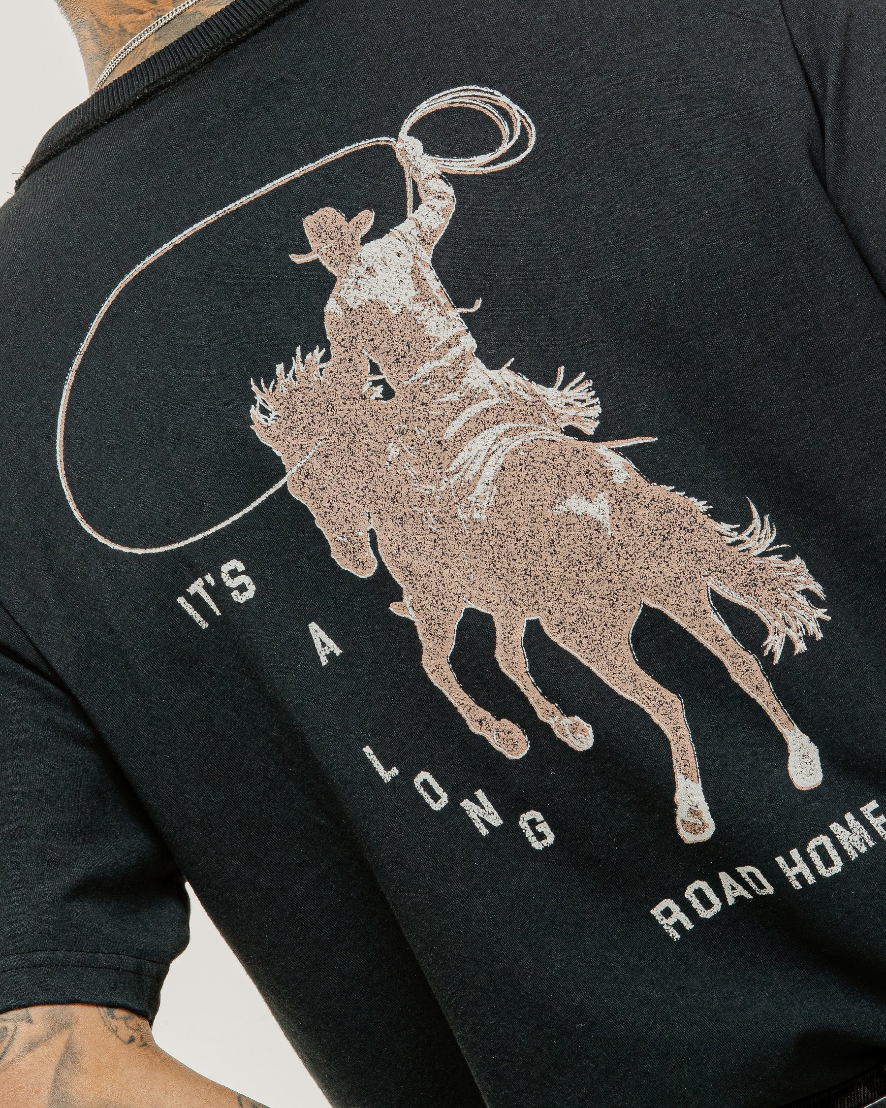 Long Road Boxy T-Shirt - Heavy Washed Black - Image 3