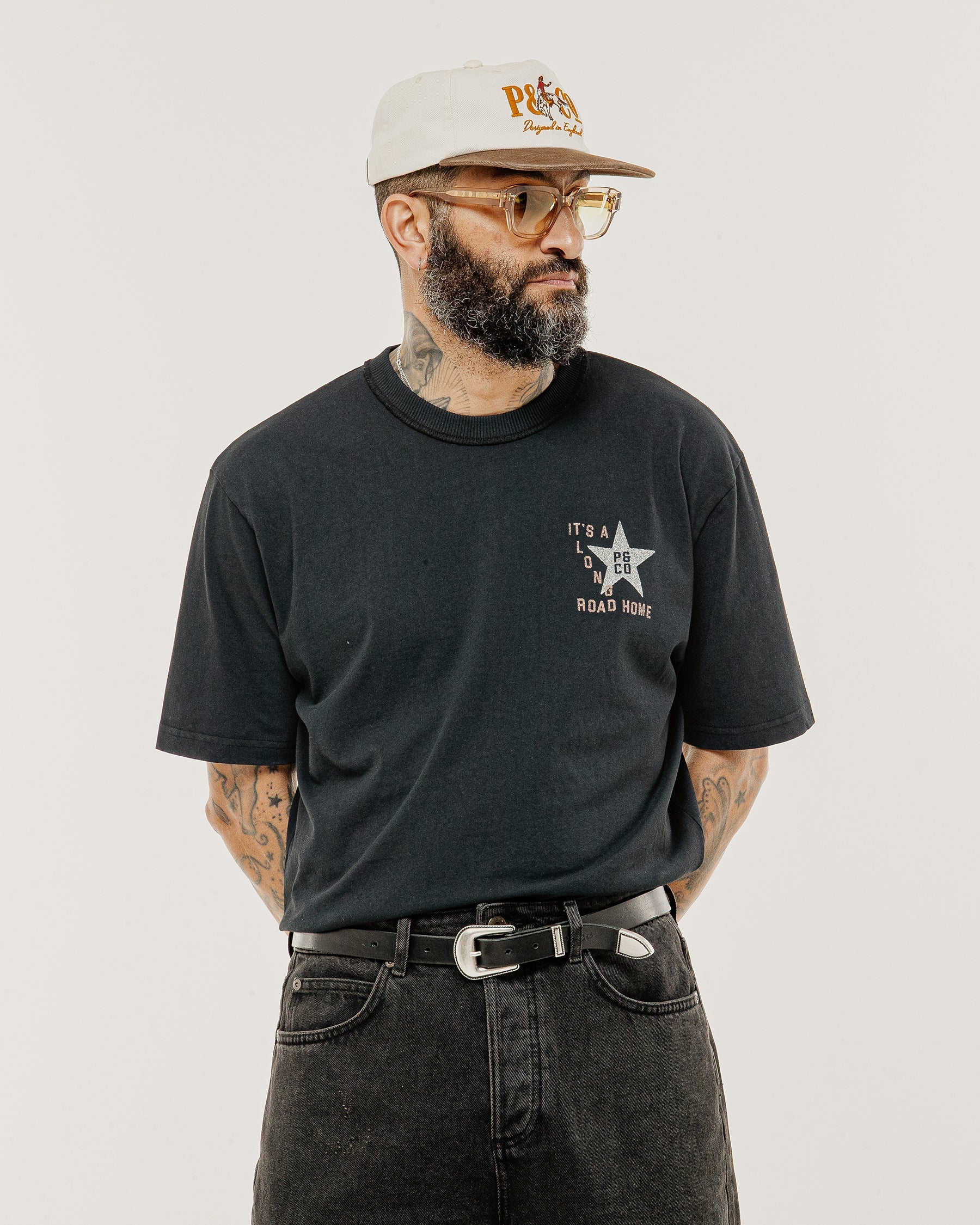 Long Road Boxy T-Shirt - Heavy Washed Black - Image 7