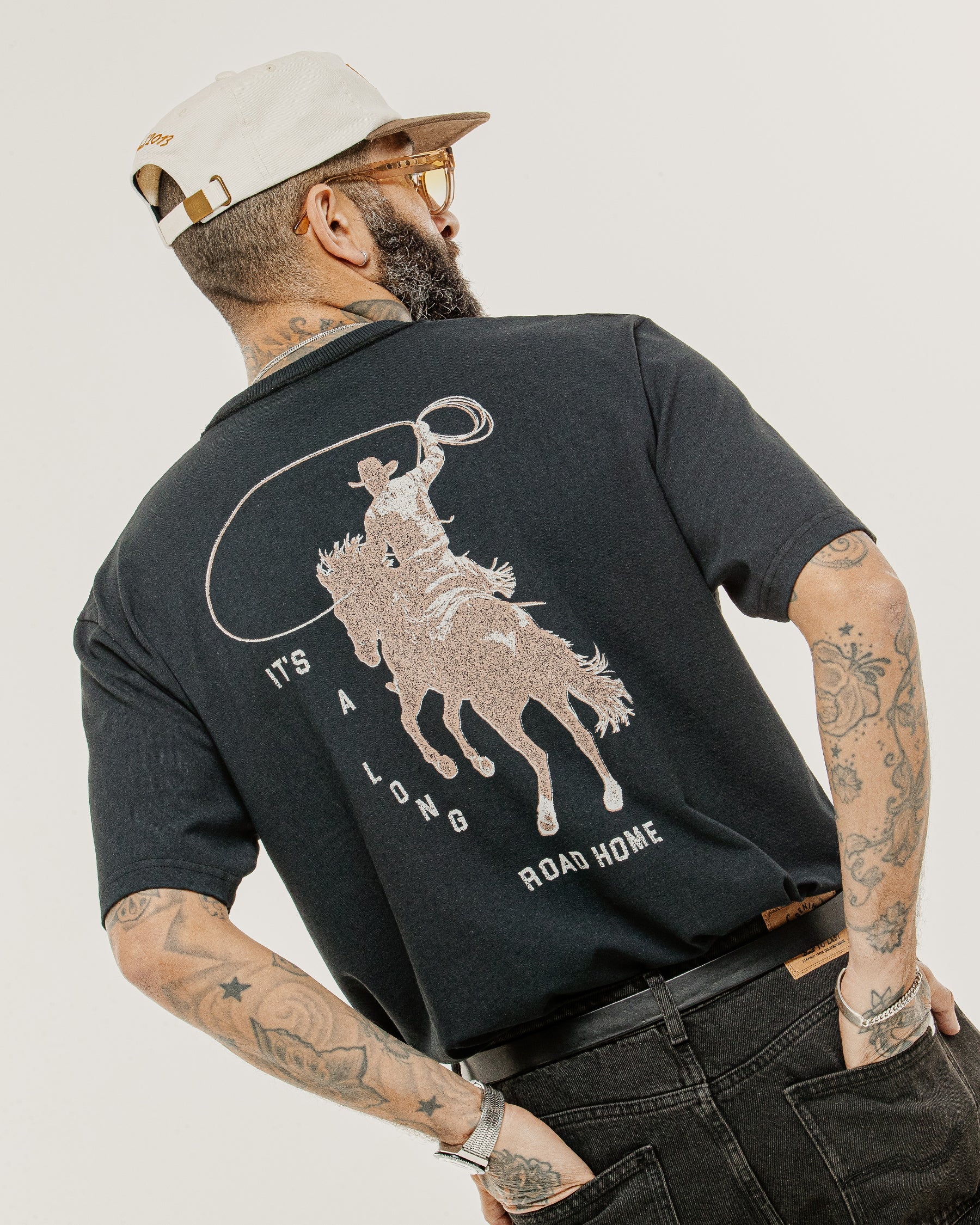 Long Road Boxy T-Shirt - Heavy Washed Black - Image 9
