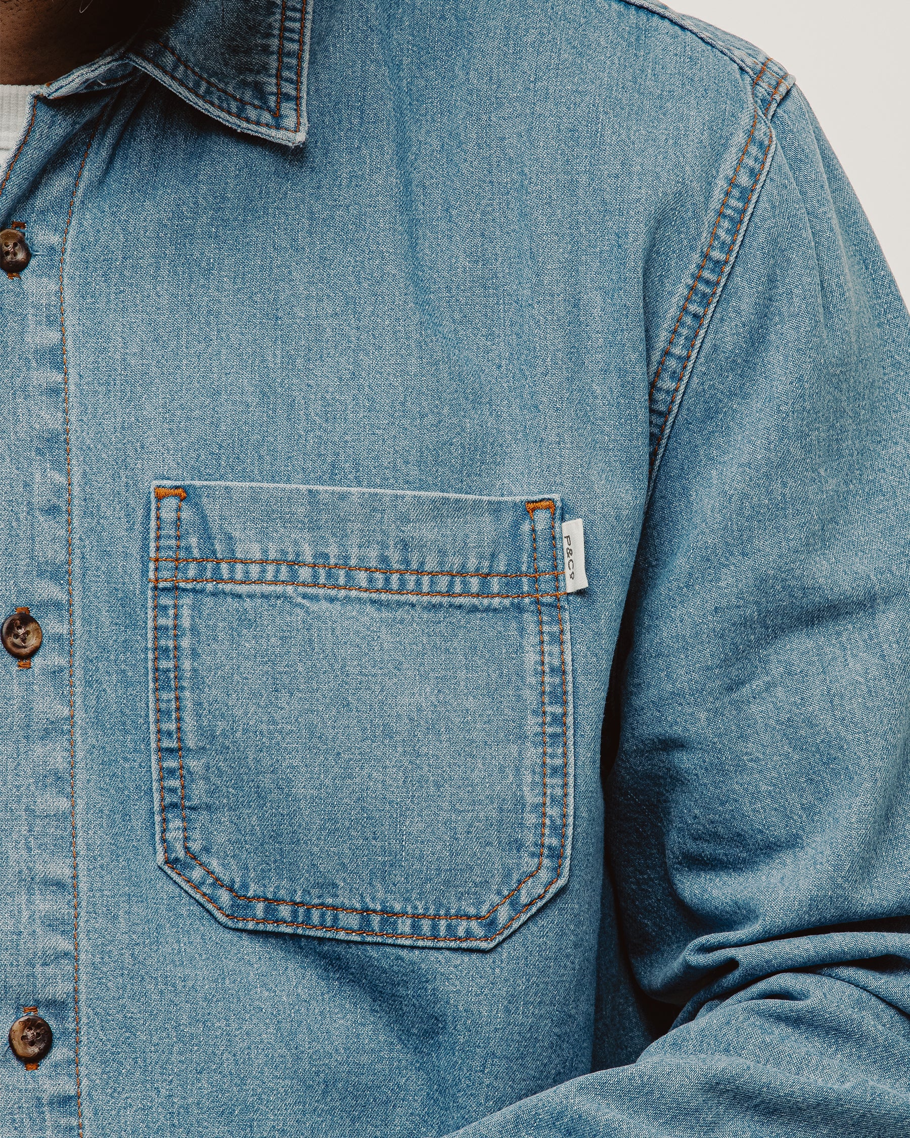 Mason Denim Shirt - Light Wash - Image 4