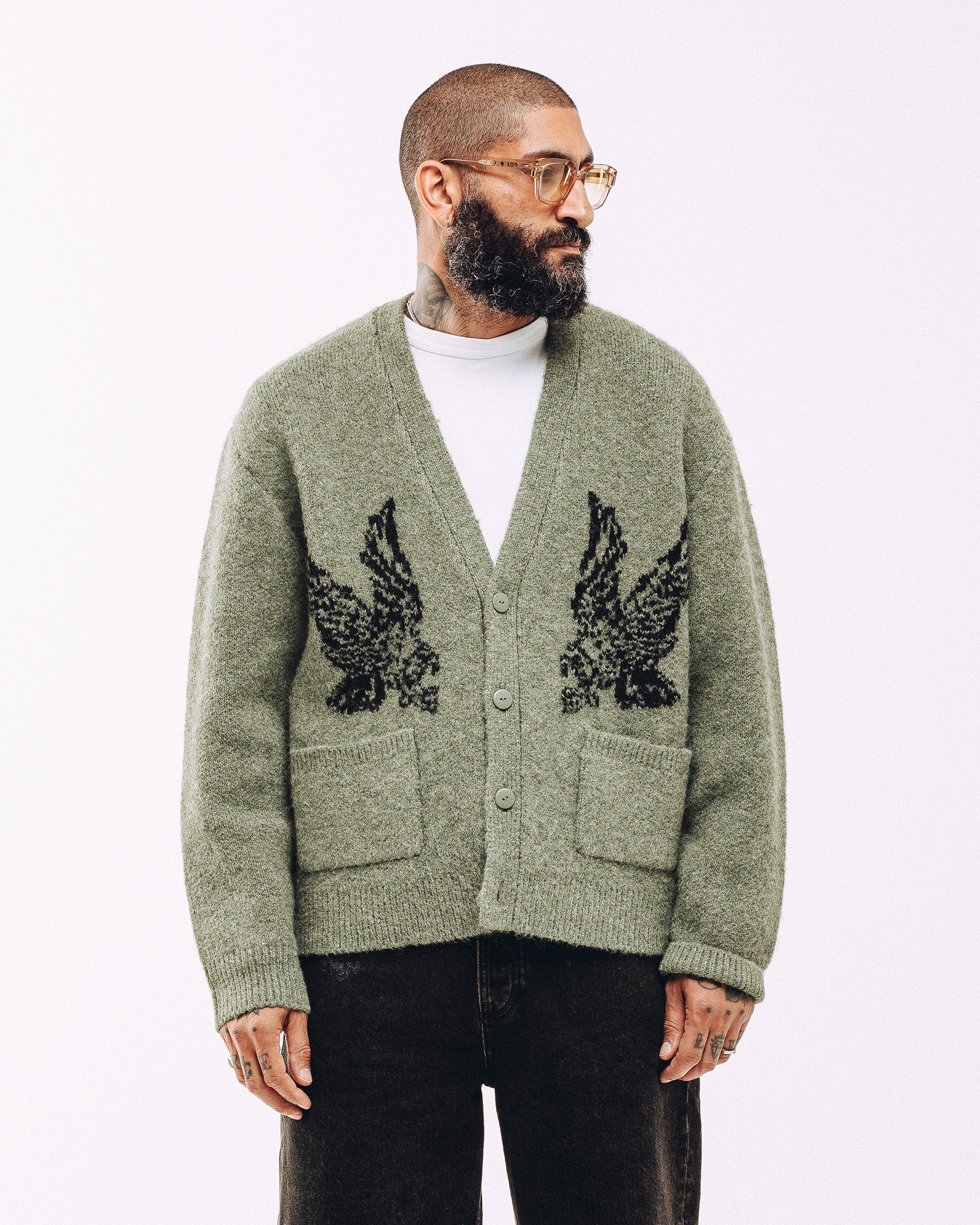 Nelson Brushed Cardigan - Sage - Image 2