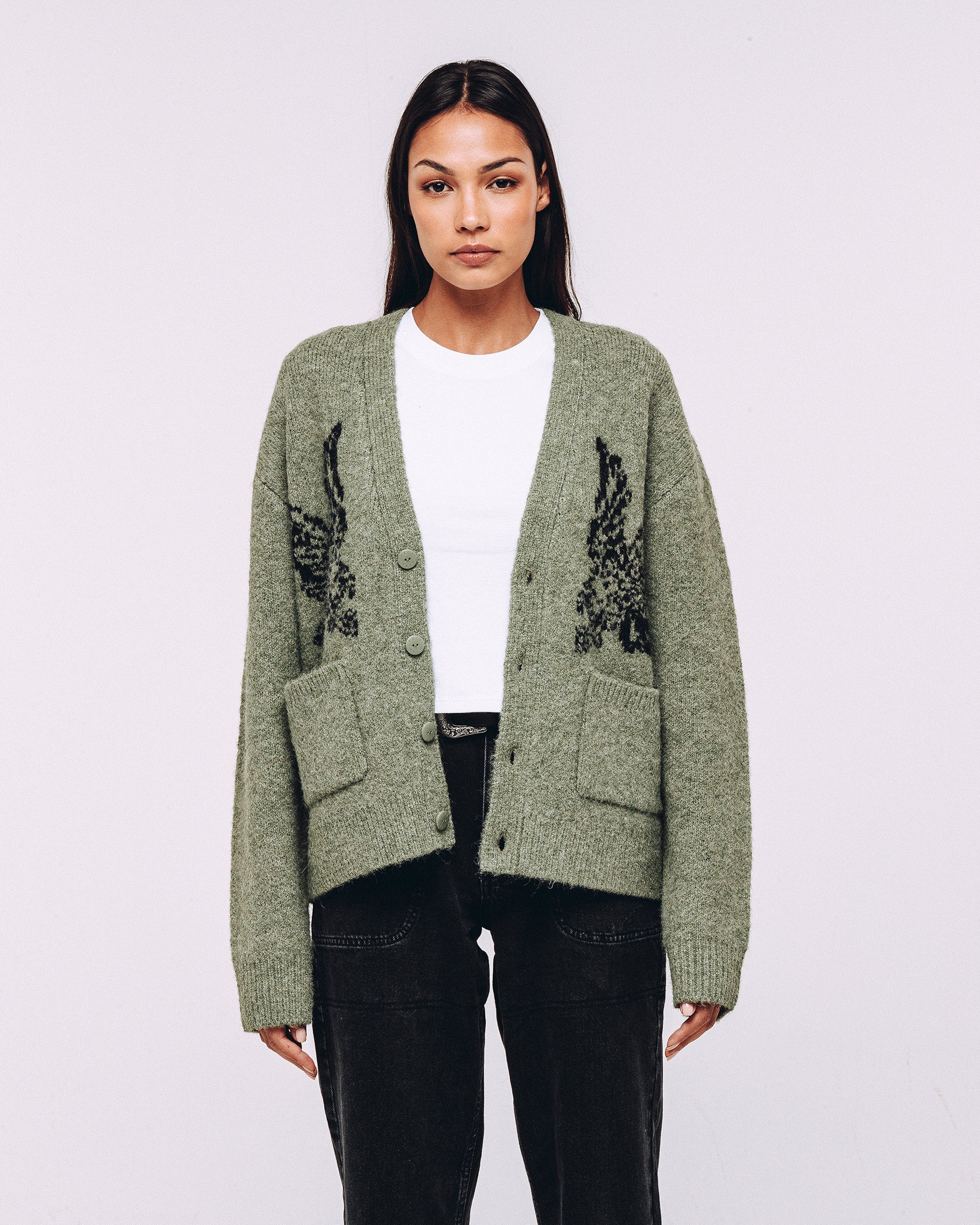 Nelson Brushed Cardigan - Sage - Image 3