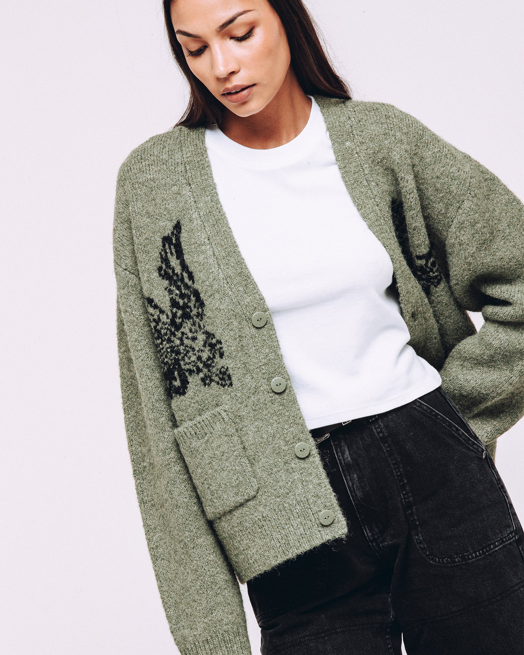 Nelson Brushed Cardigan - Sage - Image 5