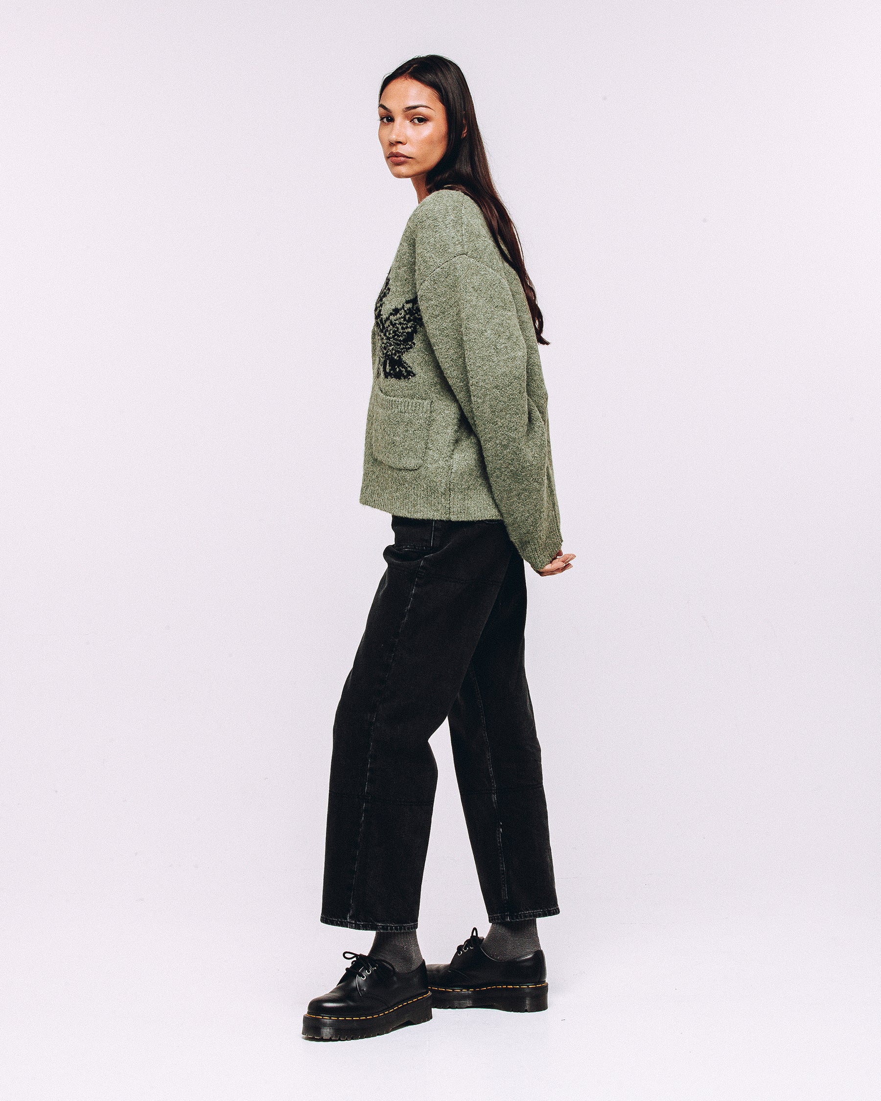 Nelson Brushed Cardigan - Sage - Image 7